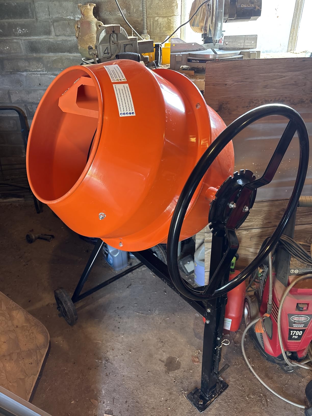 SPECRAFT 4.9 Cu.Ft. Electric Cement Mixer, 550W Portable Concrete Mixing Machine with 140L Drum, 110V Motor, 30RPM Rotation for Mortar, Stucco, and Feed customer photo 1