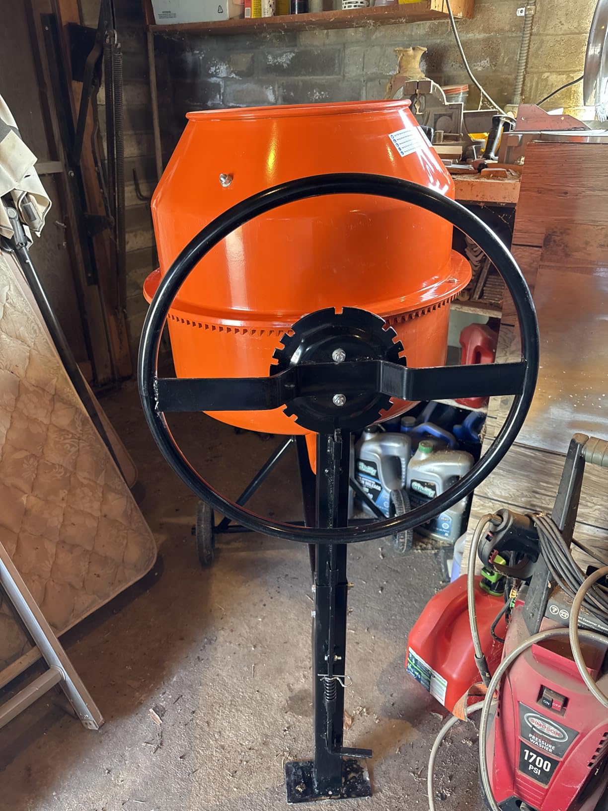 SPECRAFT 4.9 Cu.Ft. Electric Cement Mixer, 550W Portable Concrete Mixing Machine with 140L Drum, 110V Motor, 30RPM Rotation for Mortar, Stucco, and Feed customer photo 4