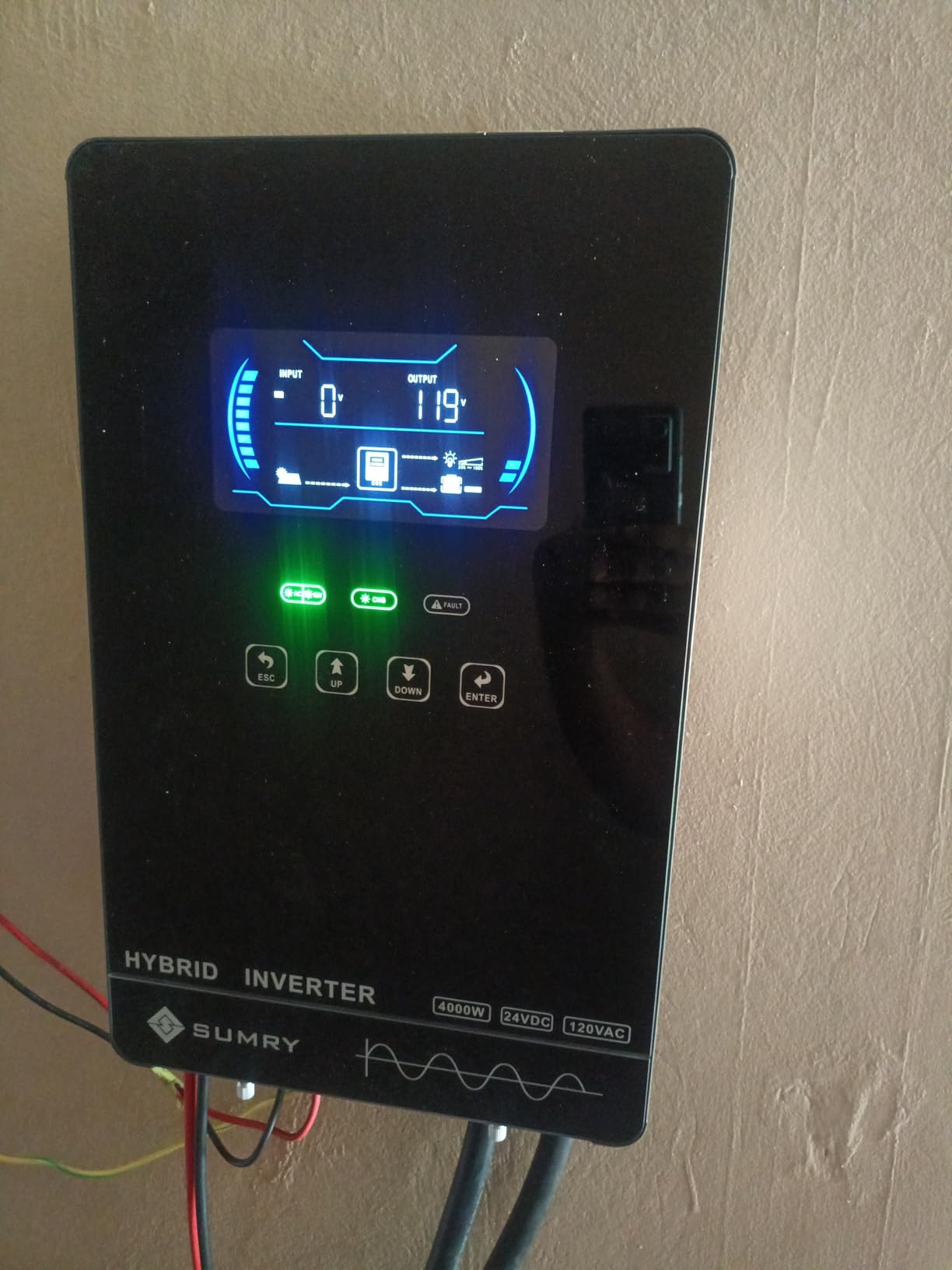 SUMRY Hybrid Solar Inverter, 4000W DC 24V to AC 120V Pure Sine Wave Power Converter, Glass Top Cover with LCD Display, 140A MPPT Charge Controller, Supports Battery-Less or AGM Lithium Battery customer photo 2