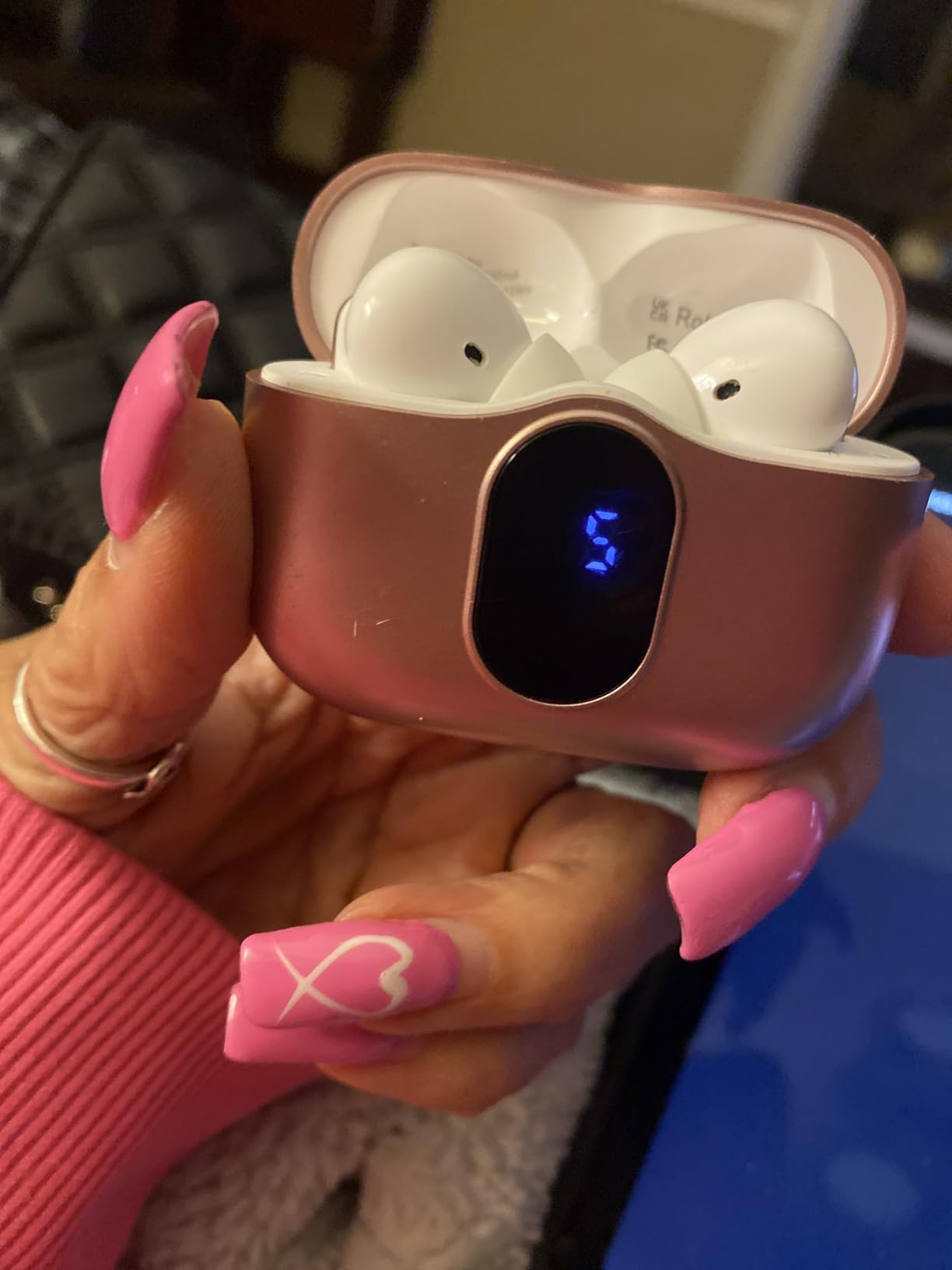 Wireless Earbuds, Bluetooth 5.4 Headphones Bass Stereo, Ear Buds with Noise Cancelling Mic, LED Display in Ear Earphones Clear Calls, IP7 Waterproof Bluetooth Earbuds for Phones/Sports/Laptop, White customer photo 2