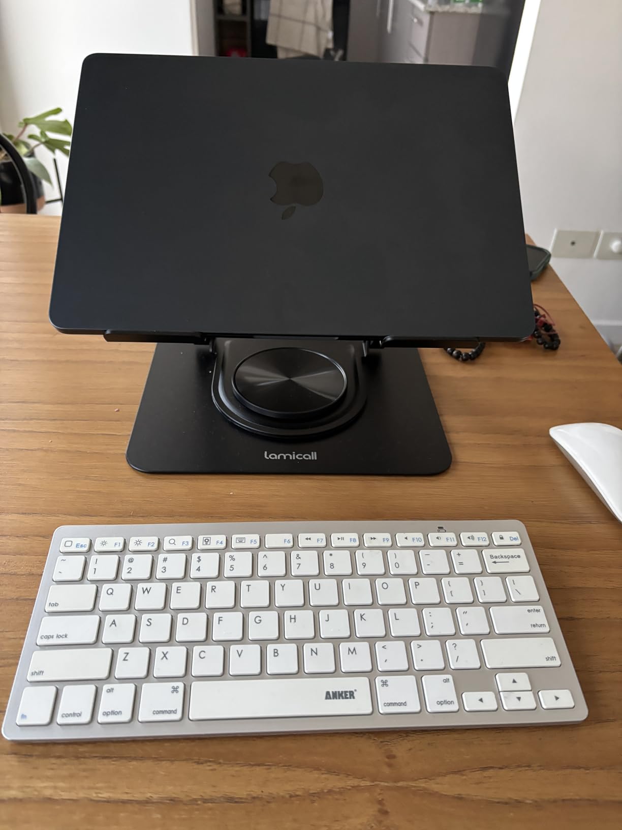 Lamicall Adjustable Laptop Stand for Desk - 360 Rotating Base Ergonomic Computer Stand, Aluminum Laptop Riser Foldable Protable for Office Home fits MacBook Neo Air Pro, Dell, HP (10-17.3'') - Black customer photo 1