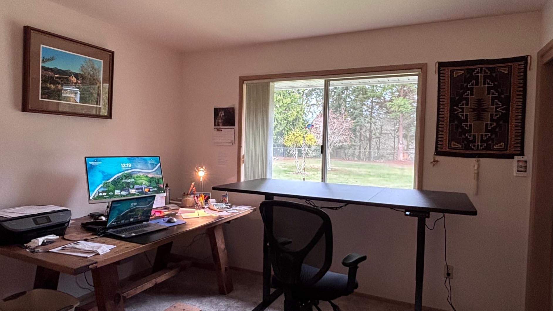 VIVO Electric 60 x 24 in Dual Motor Sit Stand Desk, Memory Height Adjustment, 2B Series, Rustic Vintage Brown Top Black Frame, DESK-KIT-2B6N customer photo 1