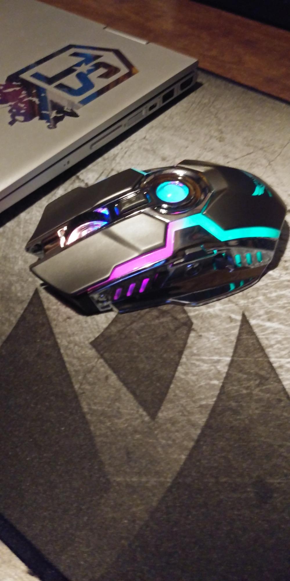 HXMJ Wireless Gaming Mice with Transparent Crystal Shell, Tri-Modes (USB Wired+2.4G Wireless+Bluetooth), Silent Click, RGB Backlit customer photo 1