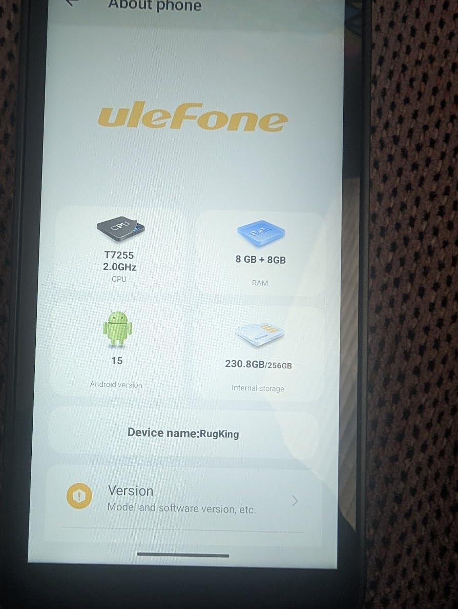 Ulefone RugKing Android 15 Rugged Smartphone, 9600mAh Battery, 126dB Loudest Speaker, 16GB+256GB 50MP Rear Camera 5.99