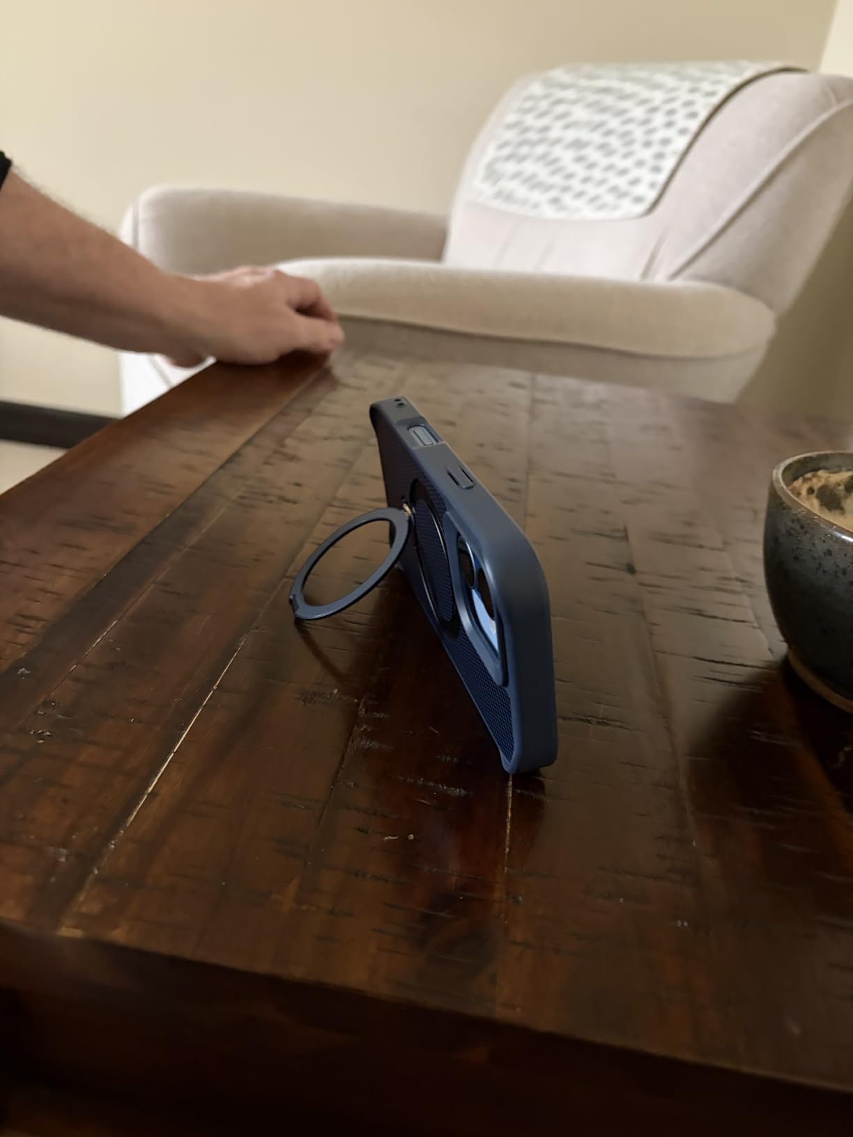 Designed for iPhone 17 Case with 360° Magnetic Stand, Carbon Fiber Phone Case [Compatible with Magsafe] [15FT Military Protection] with Stand Ring 6.3'', Black customer photo 1