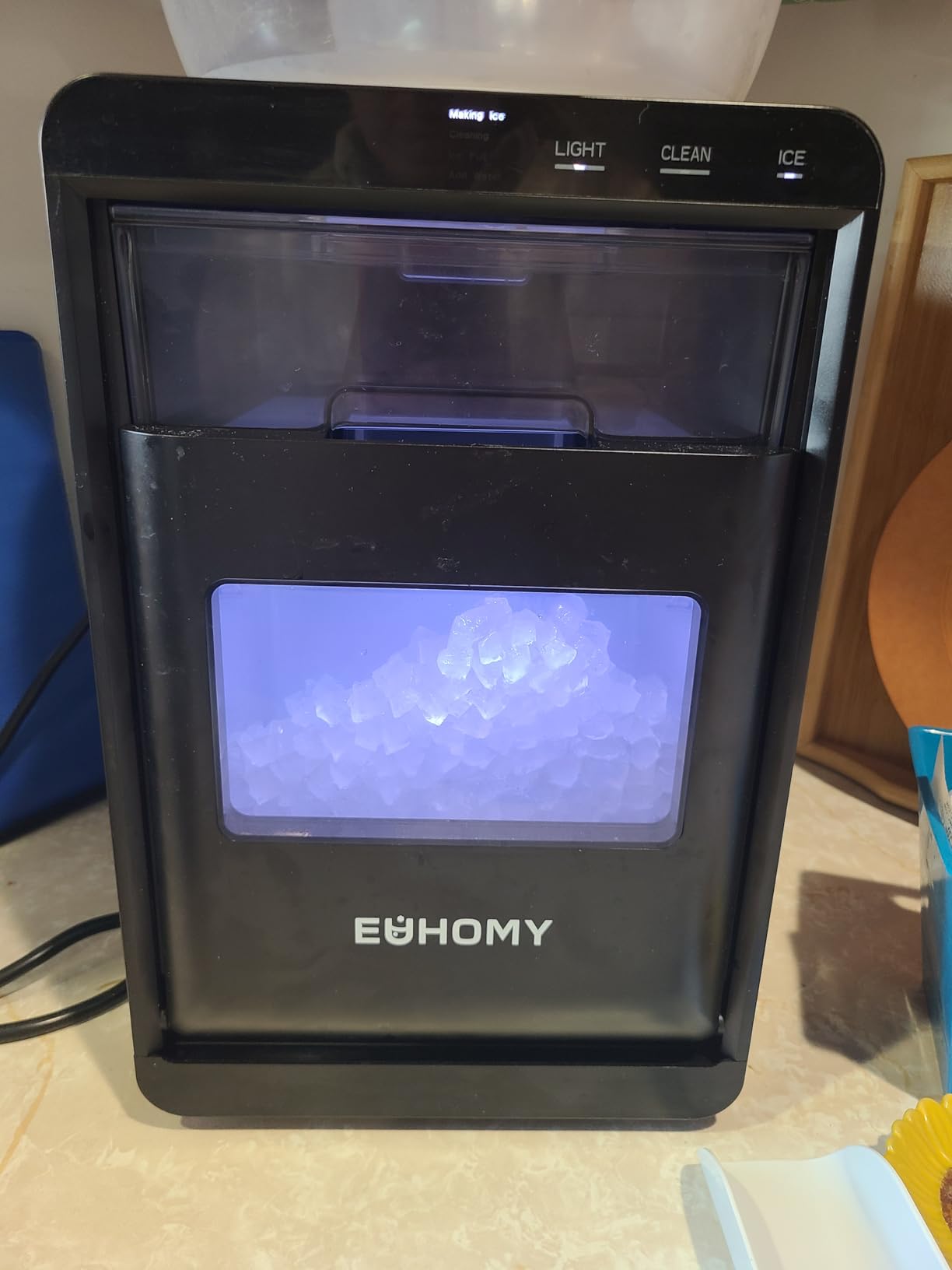 EUHOMY Nugget Ice Maker Countertop, 40Lbs/24H Pebble Ice Maker Machine, Self-Cleaning Countertop Sonic Ice Makers with Ice Scoop&Basket, Pellet Ice Maker Machine for Home/Kitchen/Office customer photo 2