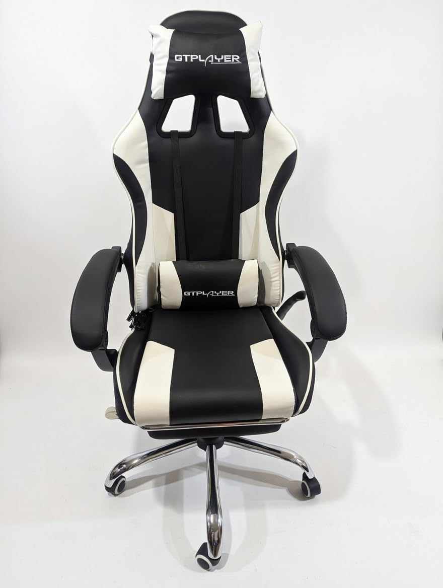 GTPLAYER Gaming Chair, Computer Chair with Footrest and Lumbar Support, Height Adjustable Game Chair with 360°-Swivel Seat and Headrest for Office or Gaming (Snow White) customer photo 1