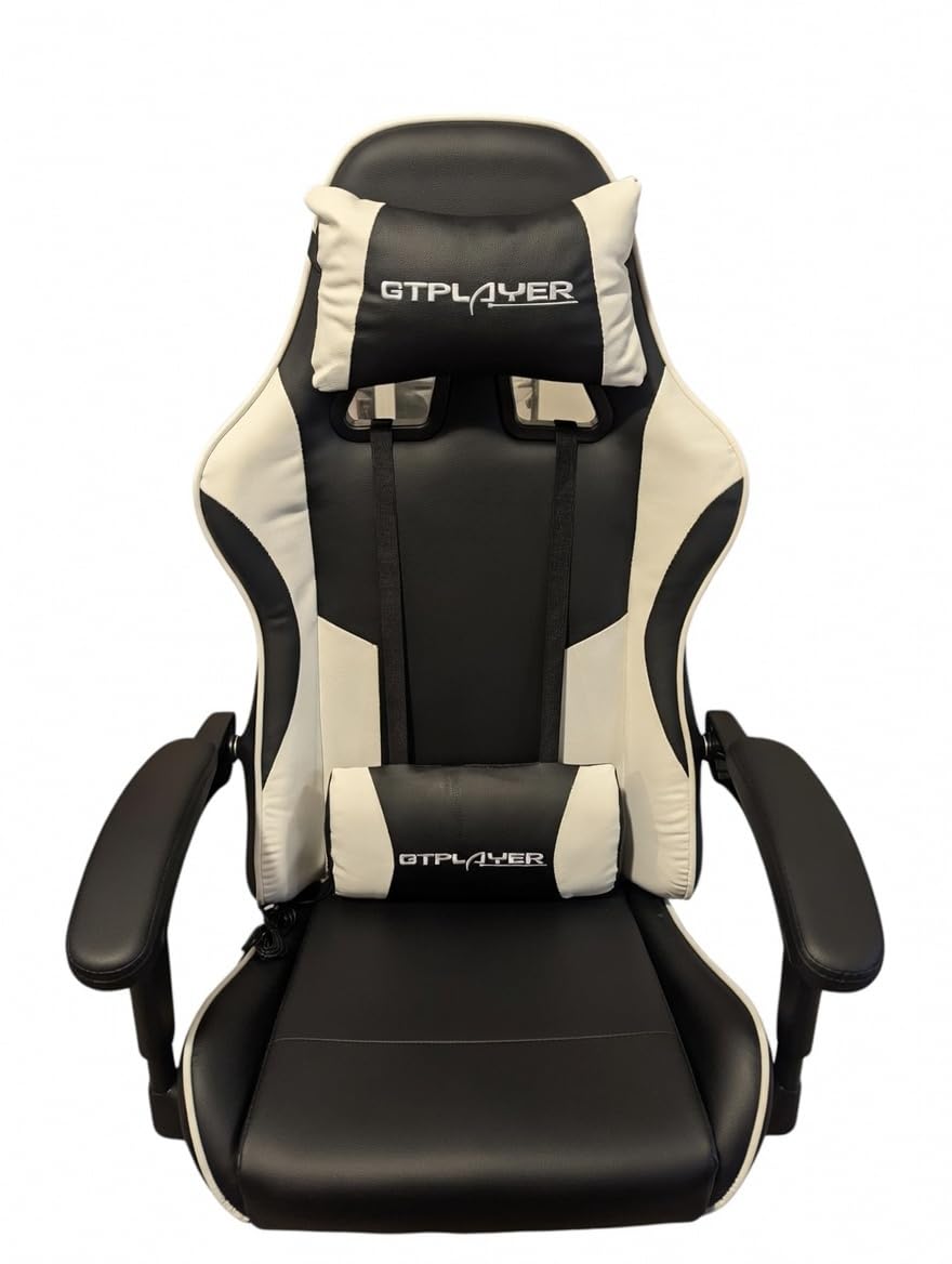 GTPLAYER Gaming Chair, Computer Chair with Footrest and Lumbar Support, Height Adjustable Game Chair with 360°-Swivel Seat and Headrest for Office or Gaming (Snow White) customer photo 2