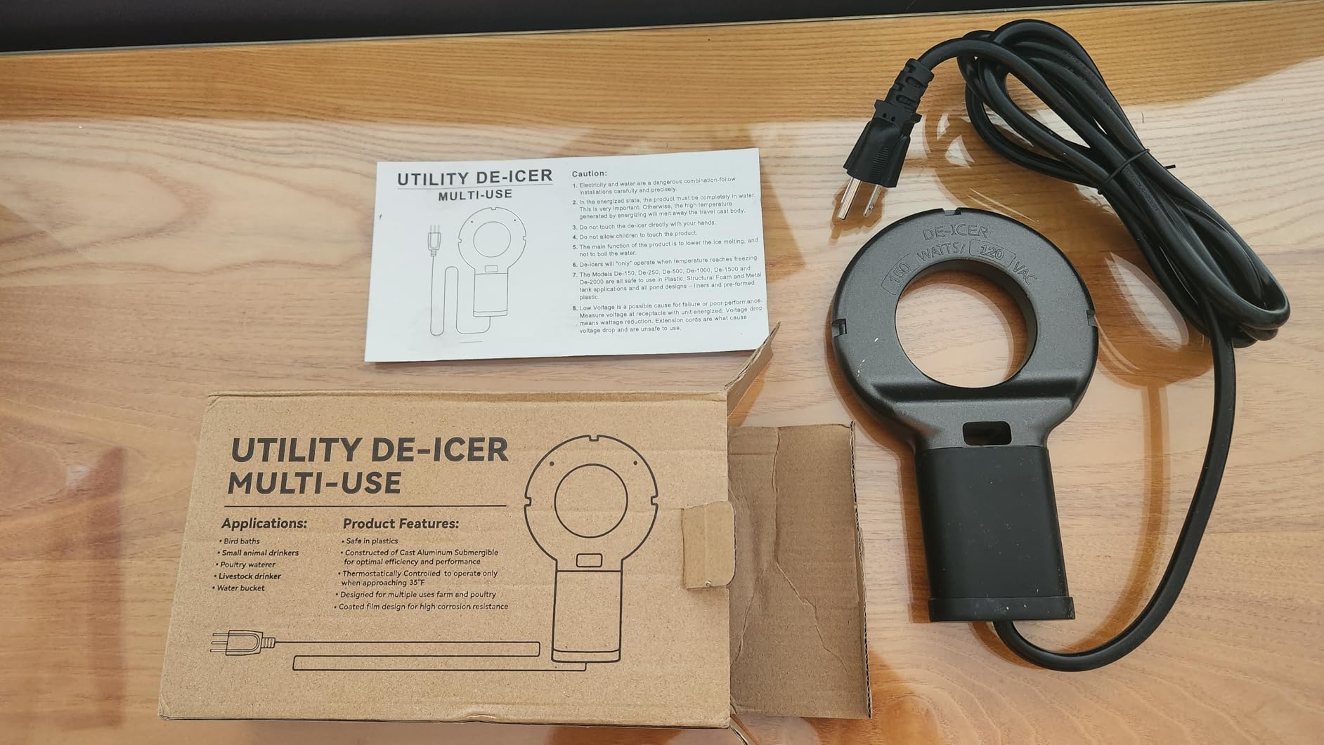 150W Submersible Cast Aluminum De-Icer - Thermostatic Chicken Water Heater for Livestock Tanks & Winter Bird Baths customer photo 2