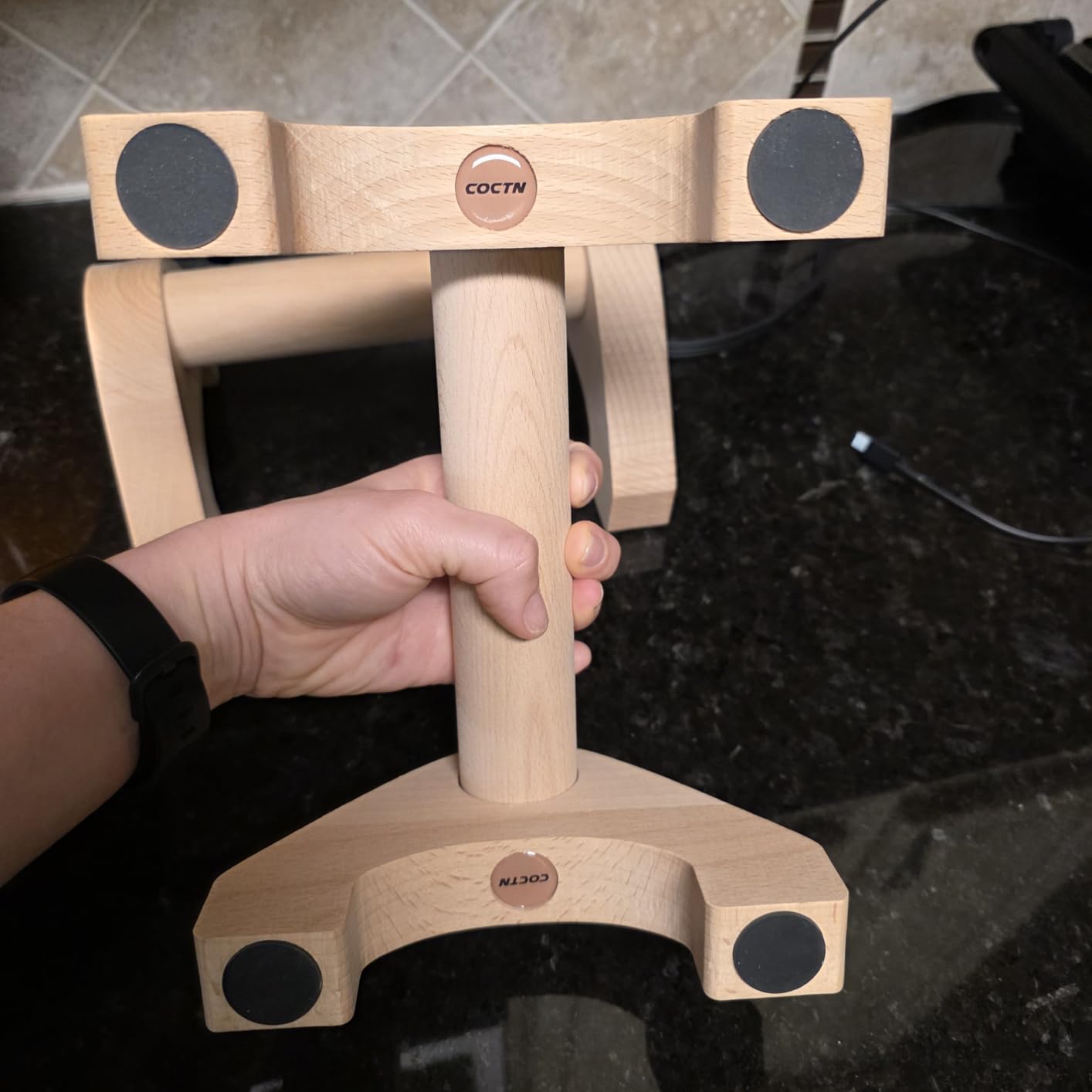 Wooden Push Up Bars, 2 PCS Solid Beech Wooden Parallettes with Embedded Non-slip Feet & Training Poster for Floor, Push Up Stands for Men Strength Training, Planks, Calisthenics & Home Gym Workout customer photo 2