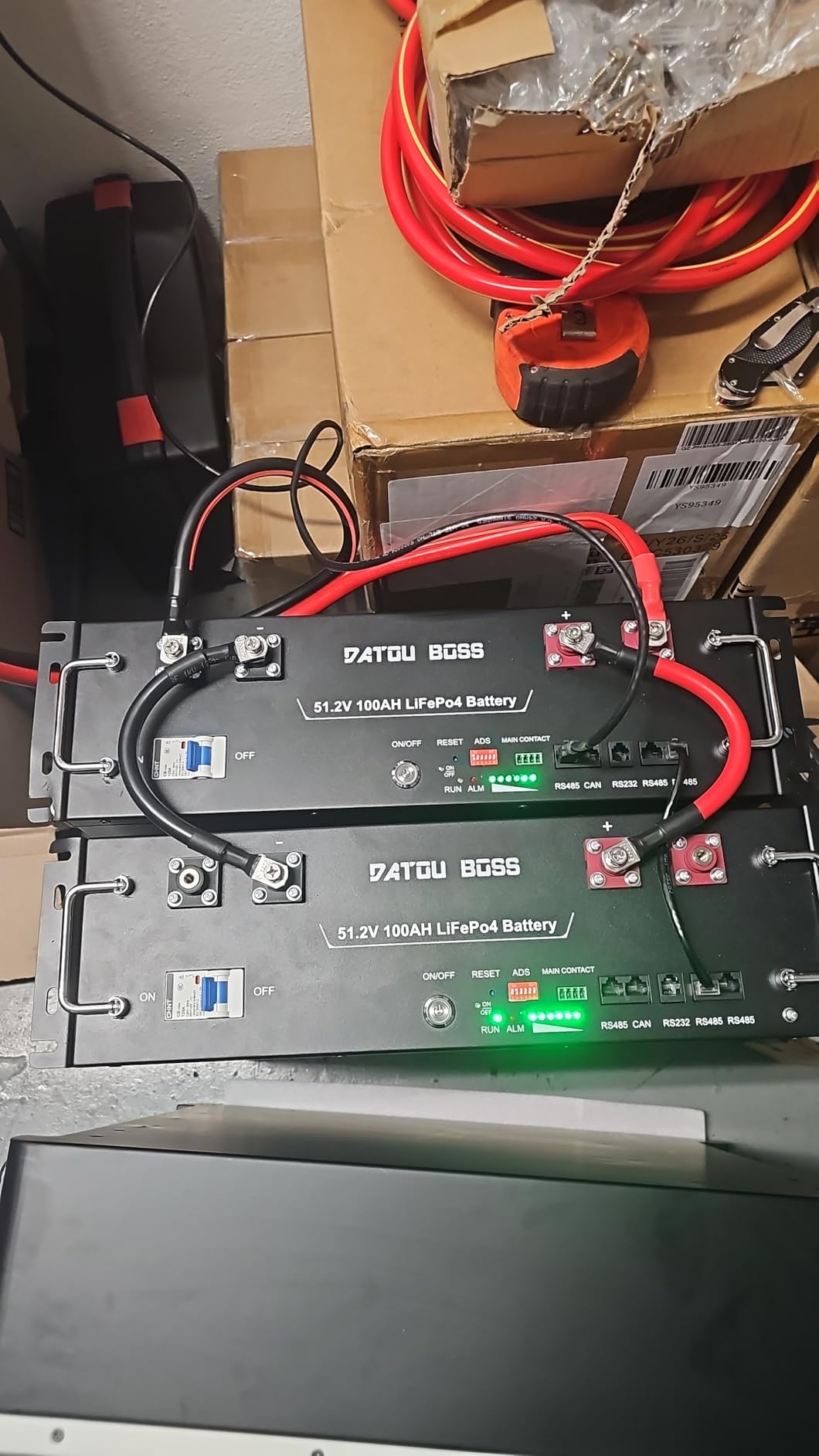 DATOUBOSS 48V 100Ah LiFePO4 Lithium Battery (2 Pack), 10.24kWh Server Rack Battery with Bluetooth, CAN/RS485 Port, Built-in 100A BMS, 15000+ Cycles, 3U Rack-Mount, for Off-Grid, Solar, RV, Home Backup customer photo 1