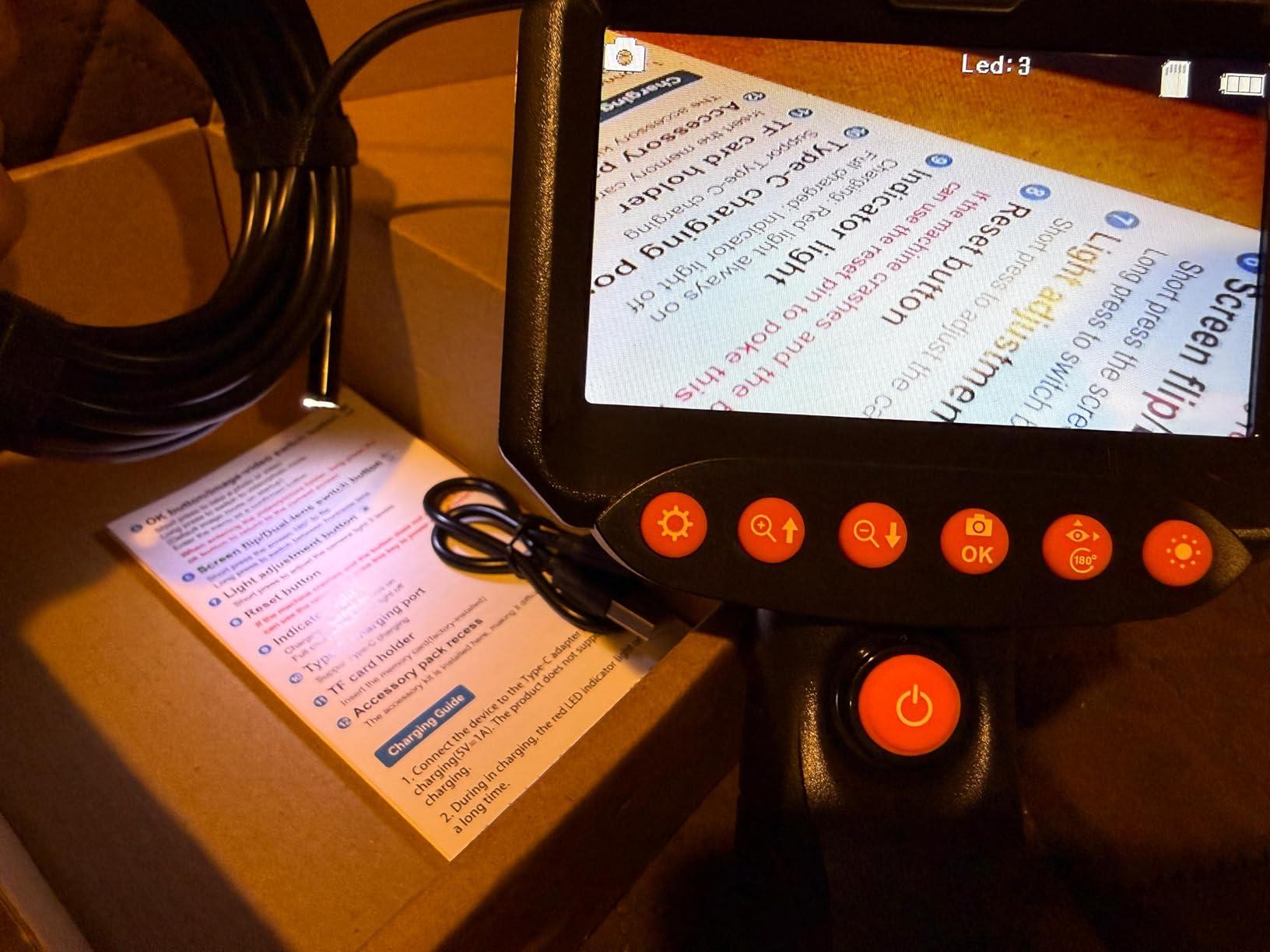 Dual Lens Endoscope Camera with Light, 1920P HD Industrial Borescope with 4.3