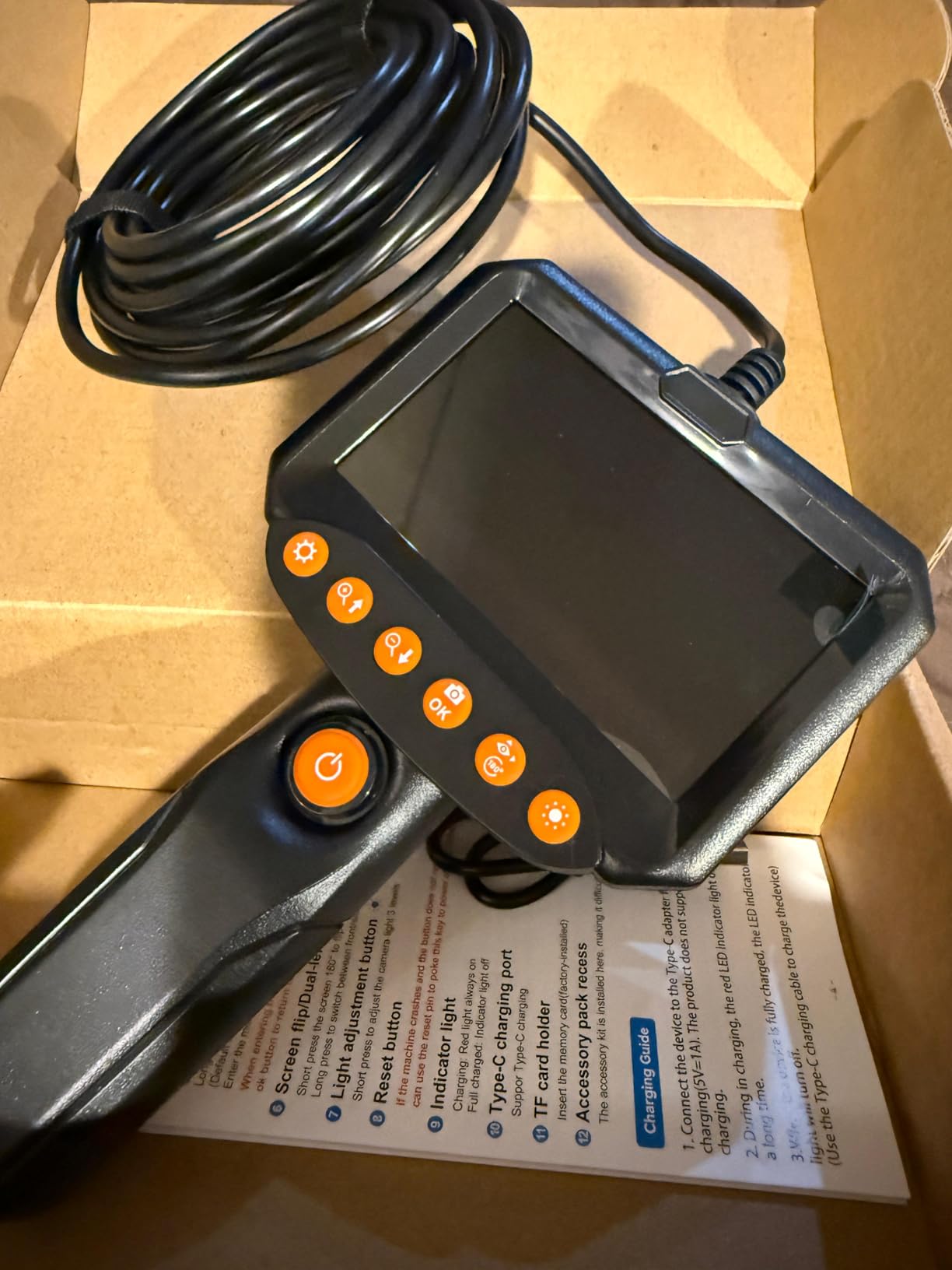 Dual Lens Endoscope Camera with Light, 1920P HD Industrial Borescope with 4.3