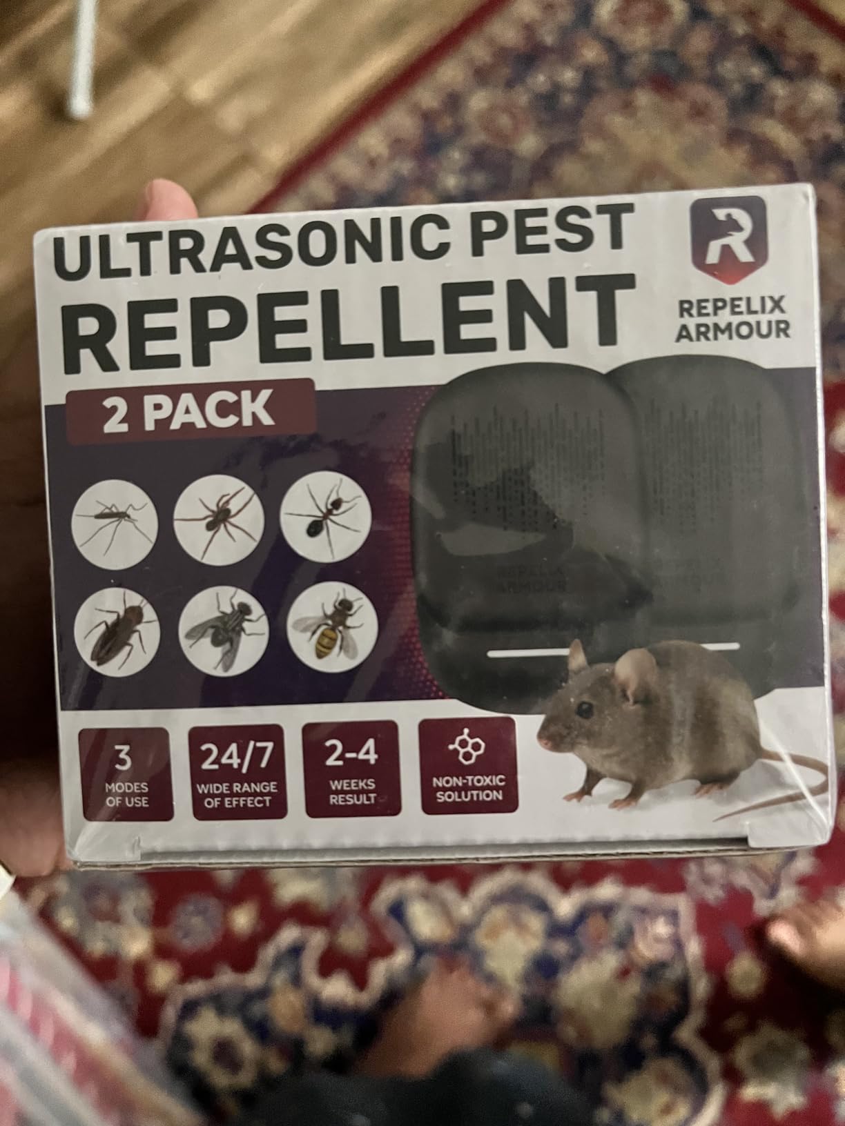 Ultrasonic Pest Repeller for Indoor Use - 2 Pack - Covers Up to 1,500 sq ft per Device - 3 Modes Mouse Repellent - Rodent Repellent - Helps Repel Rats, Spiders, Mosquitoes, Ants & Household Insecs customer photo 2