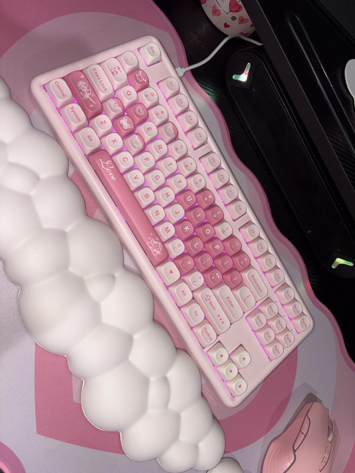 YUNZII B87 Wireless Mechanical Keyboard,QMK/VIA Programmable,TKL Layout 87 Keys,BT/2.4G/USB-C,Hot Swap Gasket Mount RGB Backlit Gaming with Wrist Rest for Win/Mac (Brown Heart, Milk V2) customer photo 1