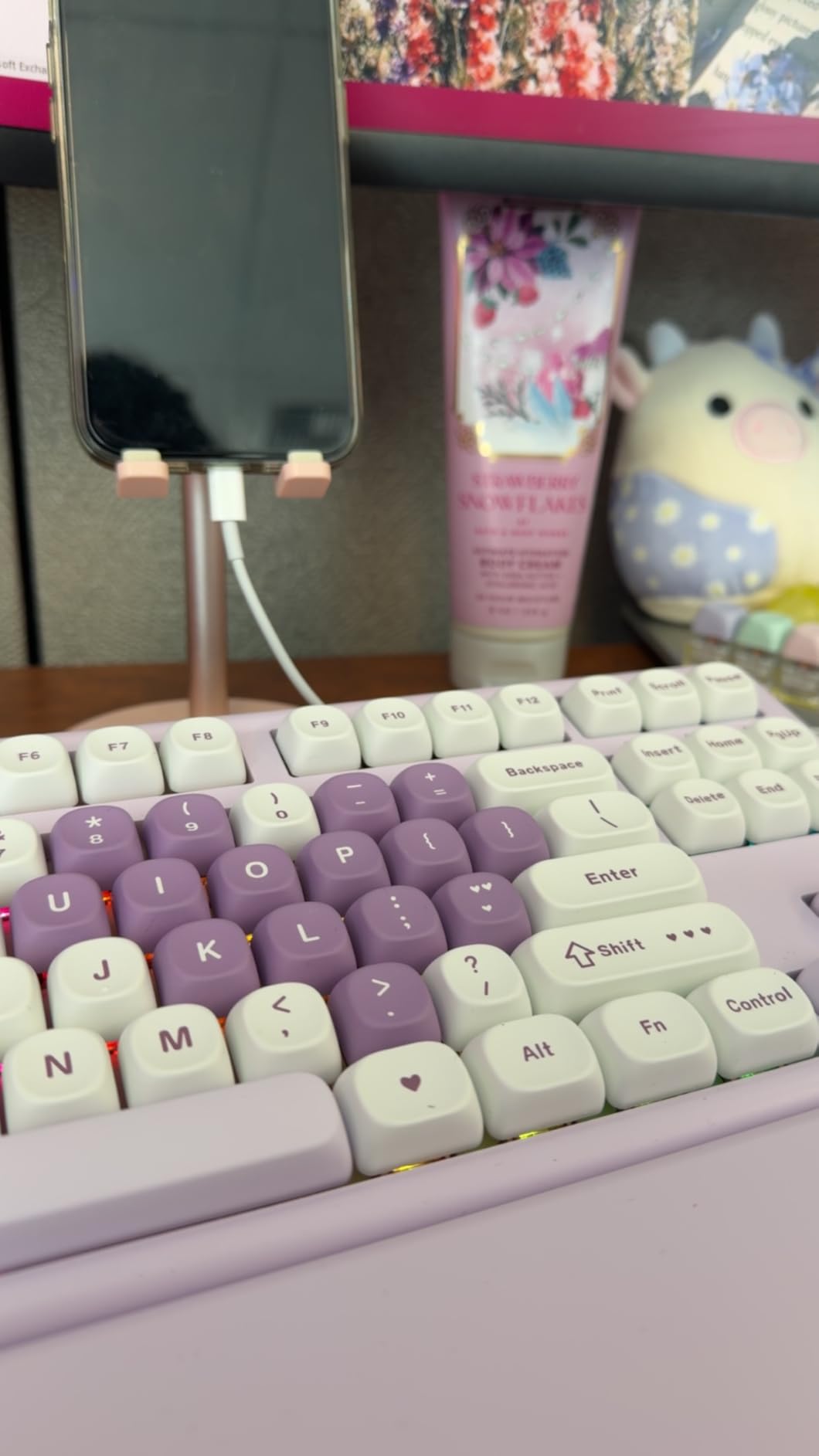 YUNZII B87 Wireless Mechanical Keyboard,QMK/VIA Programmable,TKL Layout 87 Keys,BT/2.4G/USB-C,Hot Swap Gasket Mount RGB Backlit Gaming with Wrist Rest for Win/Mac (Brown Heart, Milk V2) customer photo 2