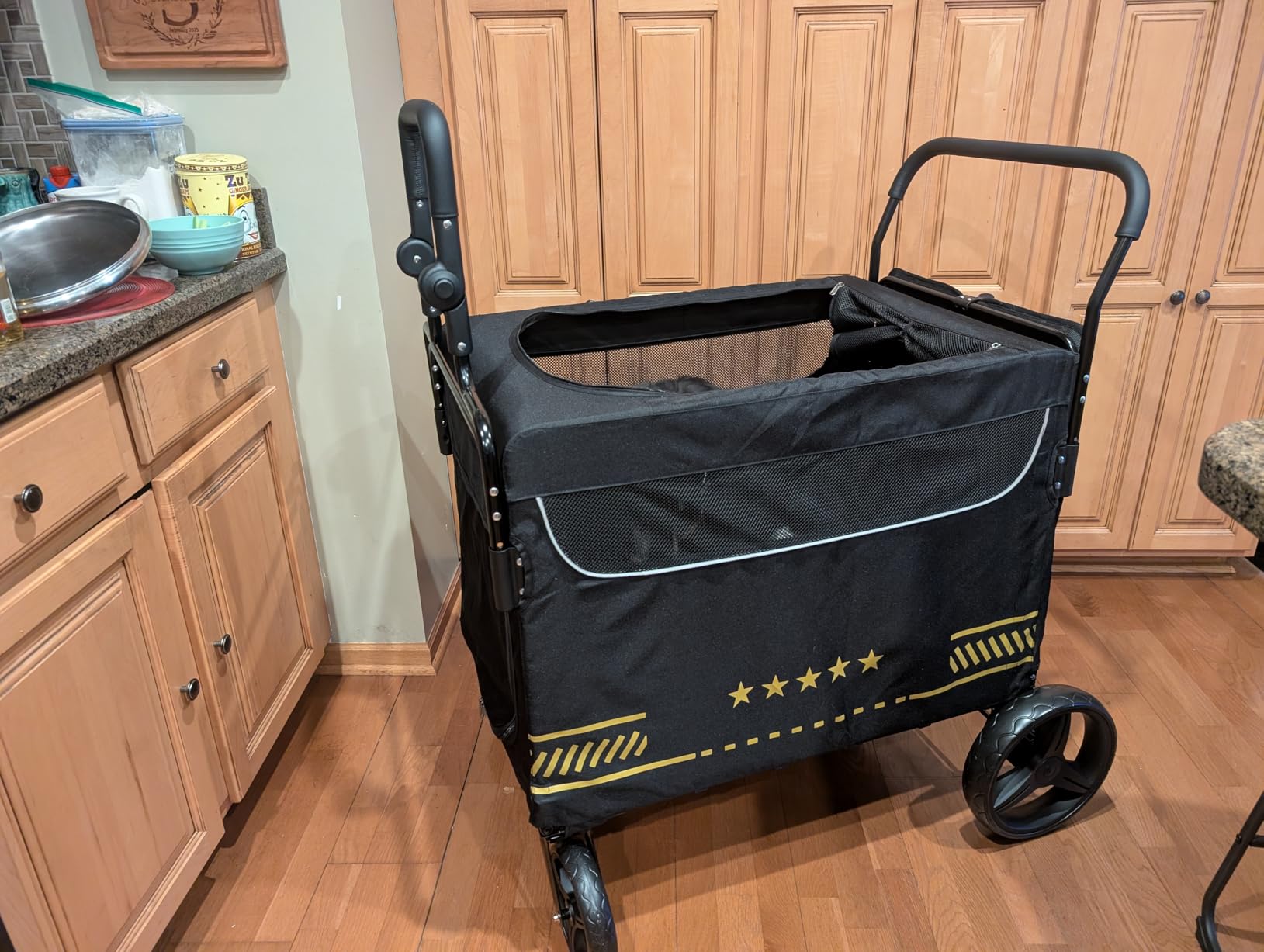 All Terrain Pet Stroller for Medium & Large Dogs with Ramp, Foldable Dog Stroller with Brakes, 3 Entrances, Dual Adjustable Handles with Reversible Push, 160lbs Weight Capacity customer photo 2