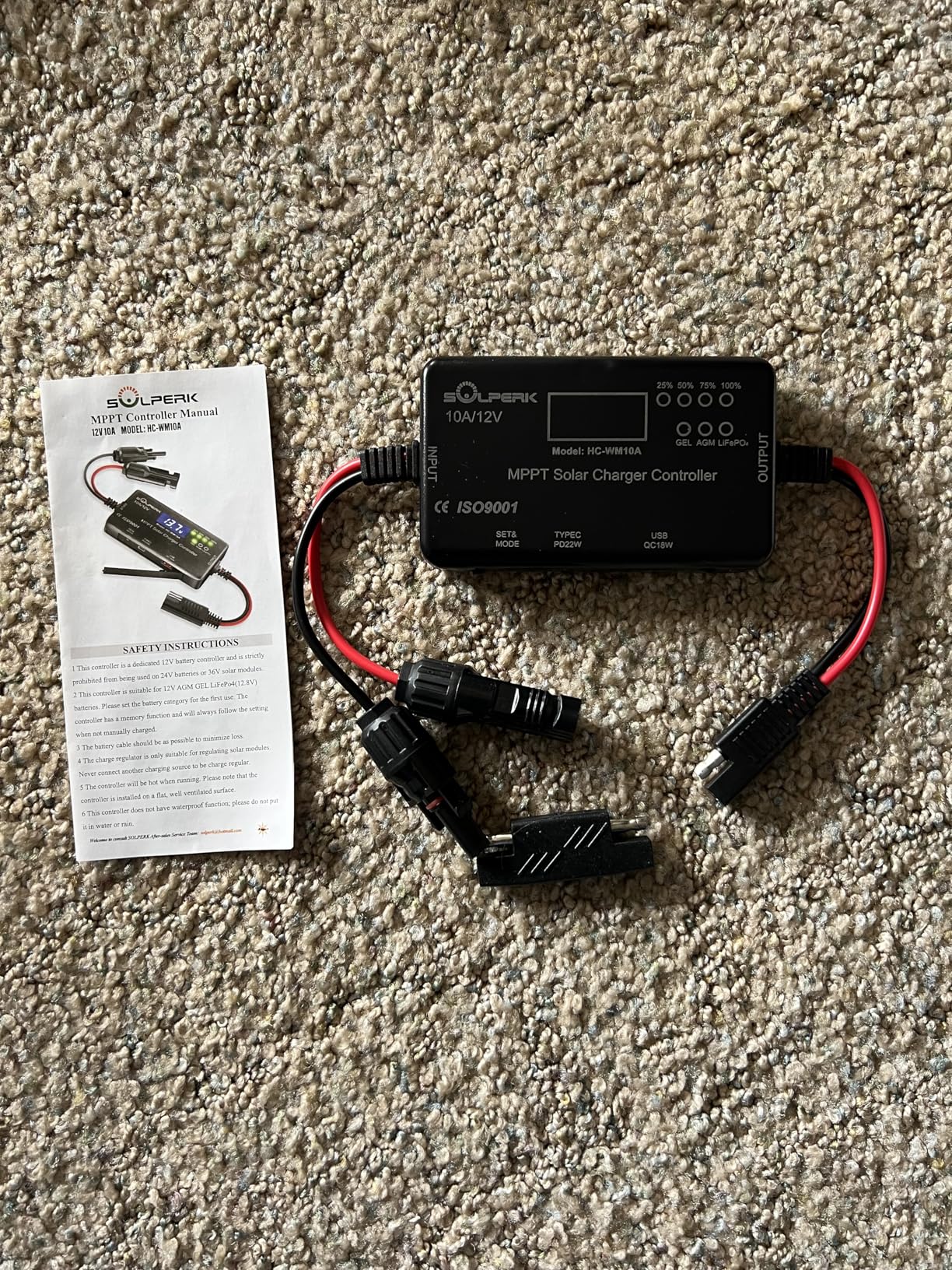 SOLPERK MPPT 10A 12V Solar Charge Controller with LCD Display, Solar Panel Charge Controller with Type-C and USB Output for Solar Panel Regulator Gel AGM Lead-Acid Lithium LiFePO4 Battery customer photo 1