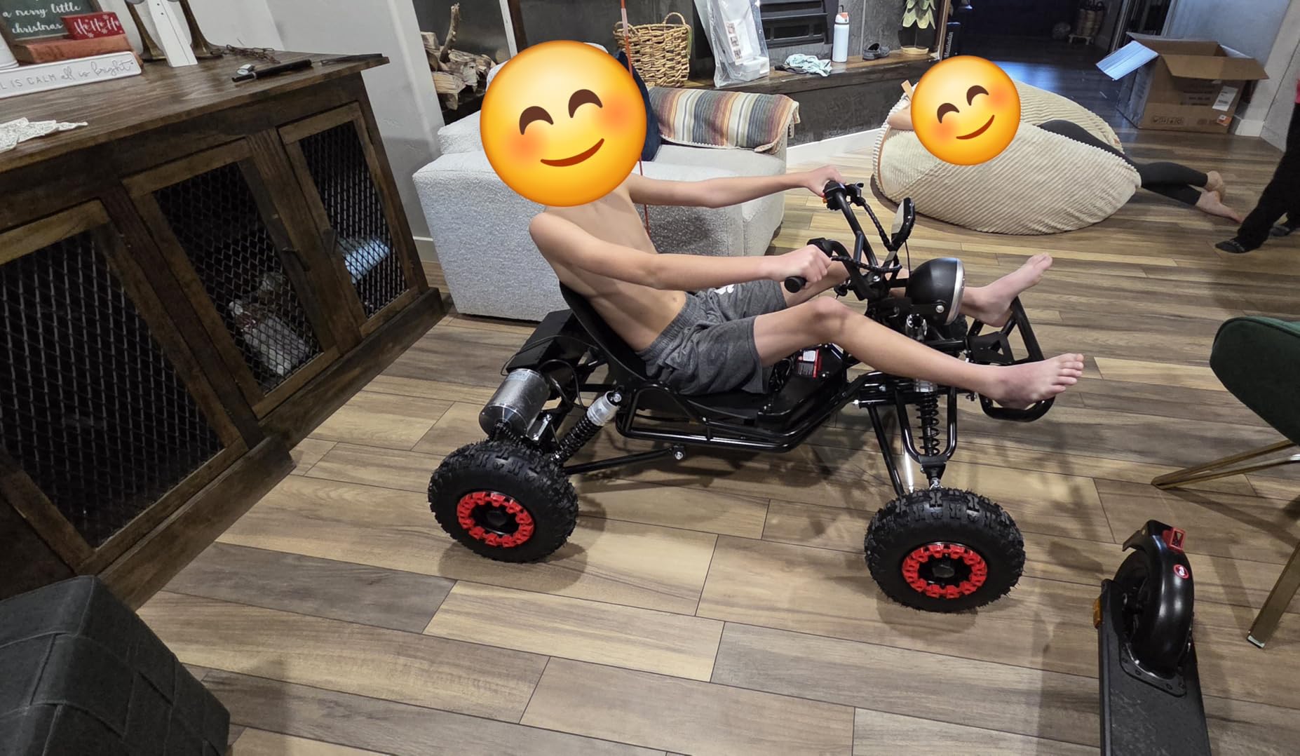 Electric Go Kart, 2000W Motor Go Kart for Adults & Kids with Premium Steel Tubular Frame, 3 Speed Off-Road Kart with 6'' Tires, Hydraulic/Rear Disc Brake, Up to 30MPH (Black, 53.2''L*35.5''W*30''H) customer photo 1