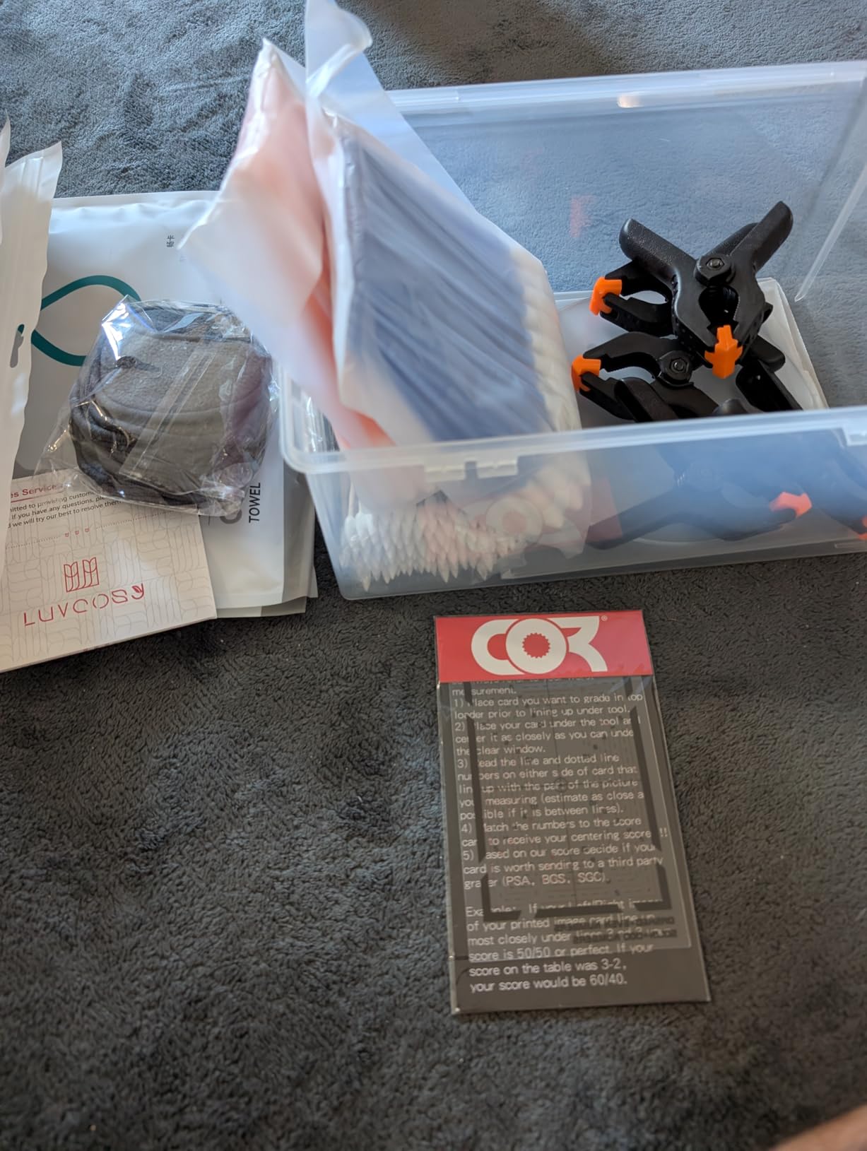 LUVCOSY 223 Pcs Trading Card Care Cleaning Kit, Sports Card Care Flattening Kit with Card Grading Centering Tool for TCG PSA Rated Sports Cards Collectors to Repair and Grade Card customer photo 1