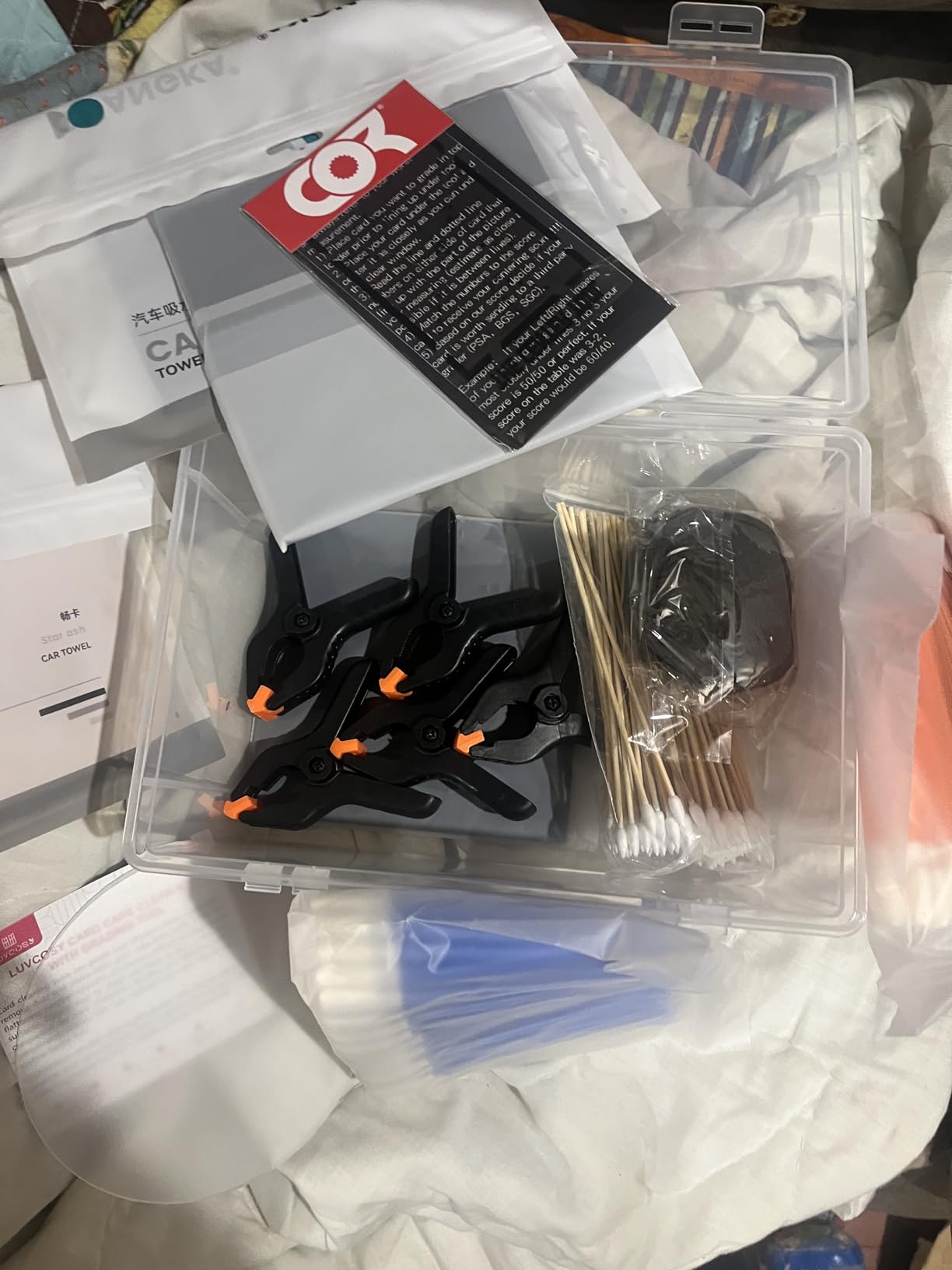 LUVCOSY 223 Pcs Trading Card Care Cleaning Kit, Sports Card Care Flattening Kit with Card Grading Centering Tool for TCG PSA Rated Sports Cards Collectors to Repair and Grade Card customer photo 2