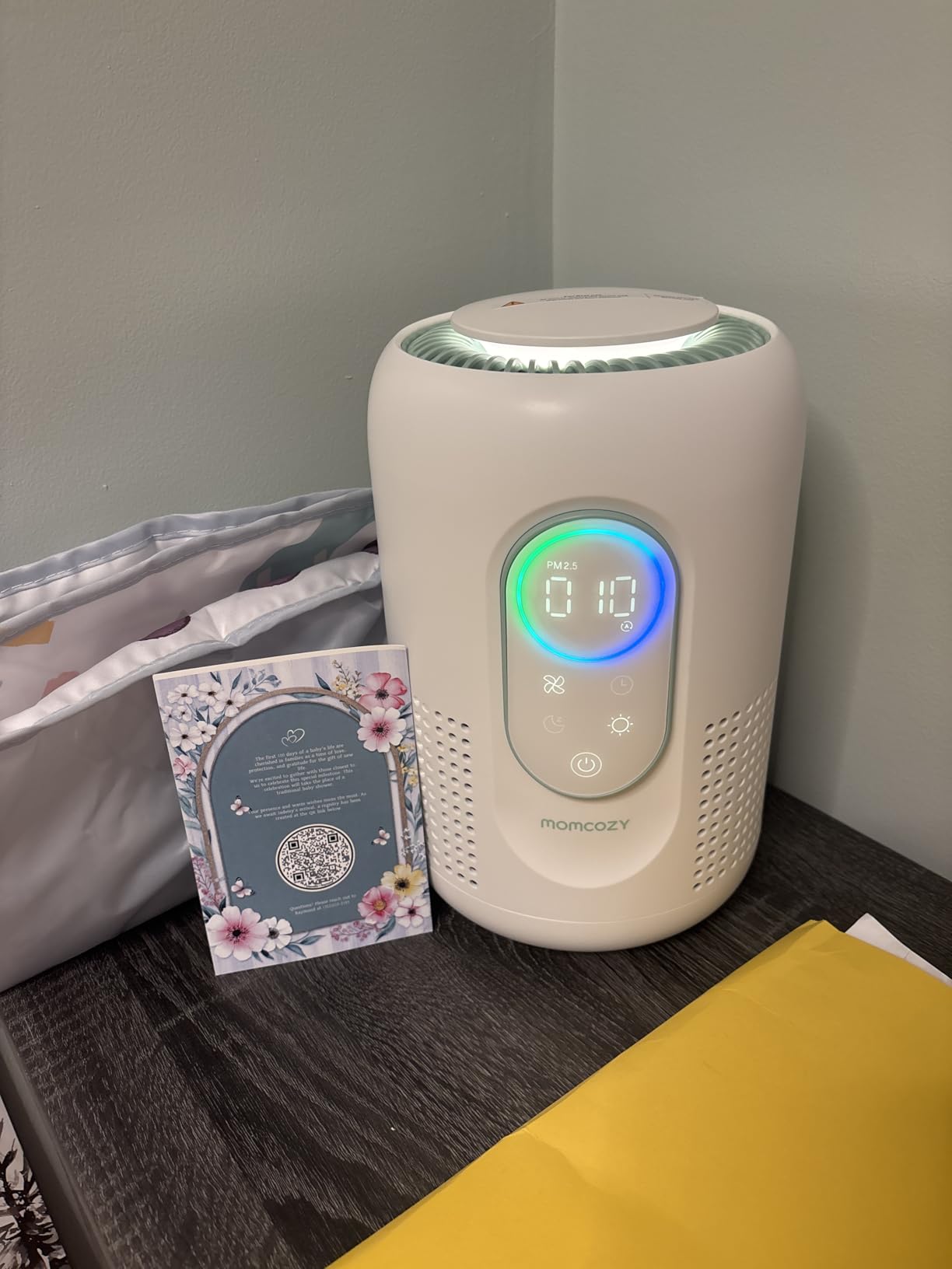 Momcozy Air Purifier, Baby Air Purifier for Bedroom Home Nursery, 4-in-1 HEPA Filter Purifier for Bedroom with 4 Fan Speeds, 21 dB Sleep Mode, Dimmable Night Light, Small Purifier for Home Pets & Baby customer photo 1