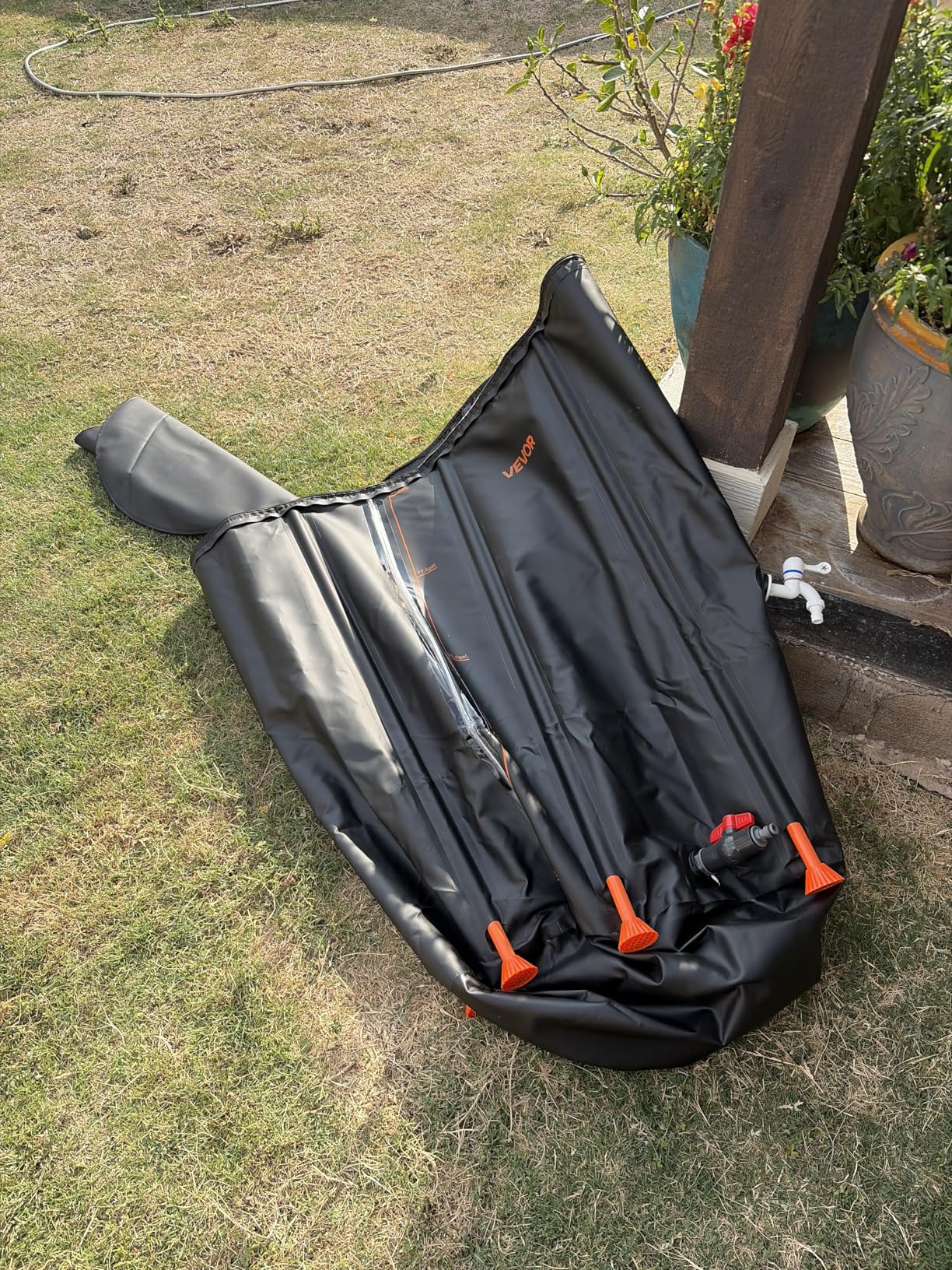 VEVOR Collapsible Rain Barrel, 100 Gallon Portable Rain Water Collection Barrel, 1000D PVC Rainwater Collection System, Garden Water Catcher Tank Storage Container with Spigot & Overflow Kit, Black customer photo 2