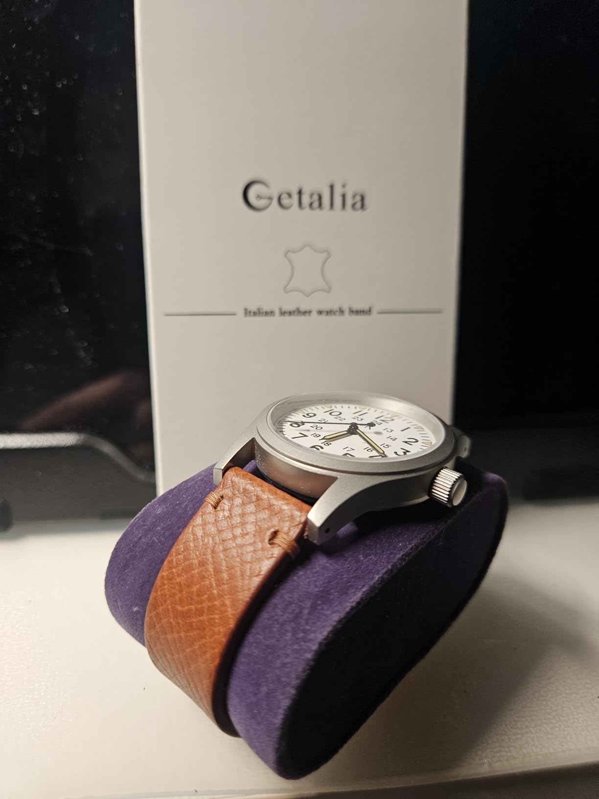 Italian Leather Watch Band Tuscany Vegetable-Tanned Full Grain Calfskin Palm Grain Strap with Folding Clasp customer photo 1