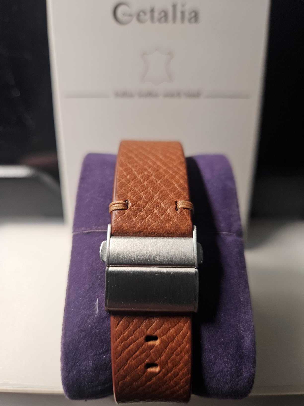 Italian Leather Watch Band Tuscany Vegetable-Tanned Full Grain Calfskin Palm Grain Strap with Folding Clasp customer photo 2