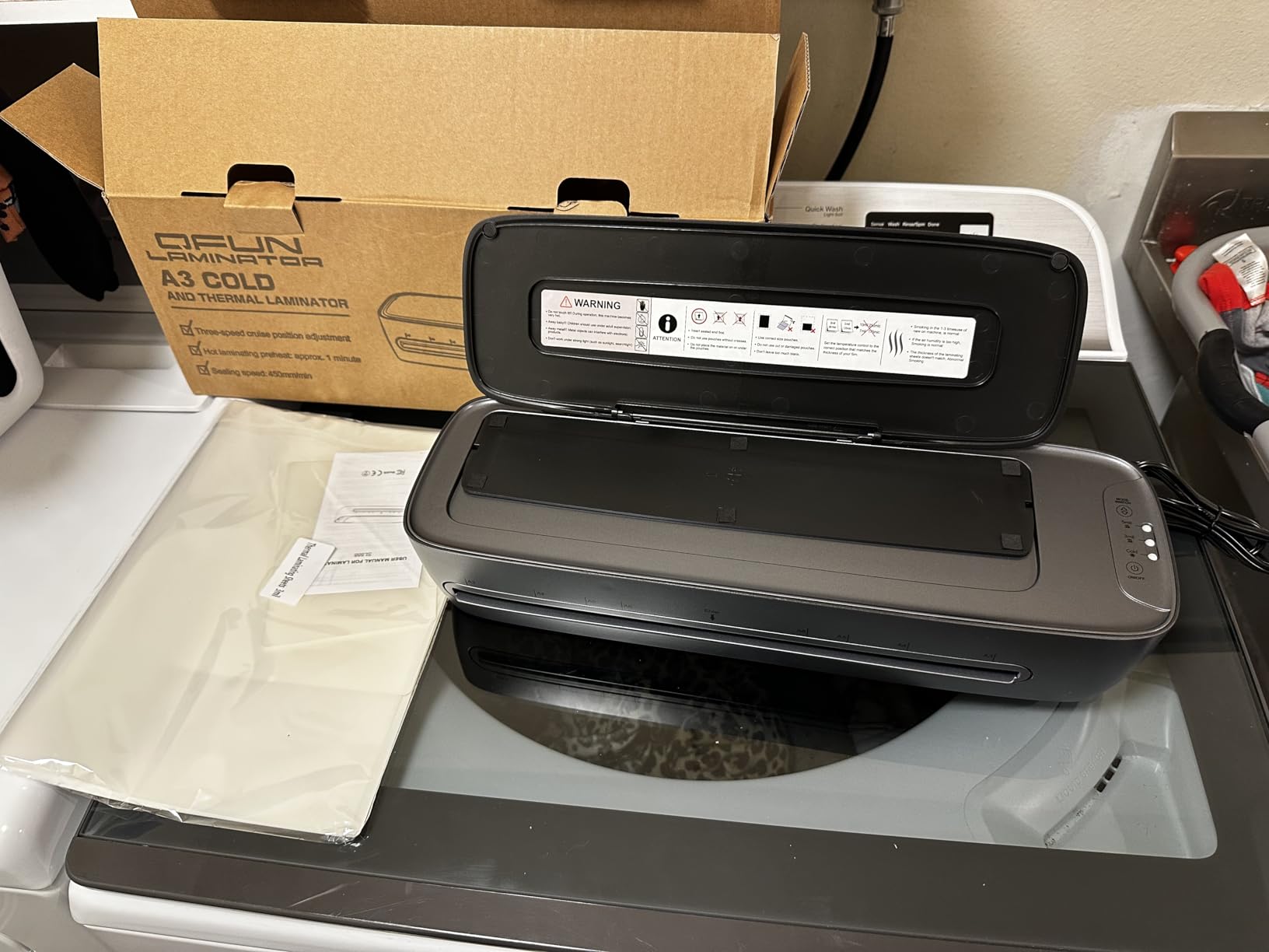 Qfun Laminator Machine 13 Inch Thermal Laminating machine 11x17 with Sheets, Cold Hot Lamination Machine 60S Warm Up Personal Laminator for Teachers, Large A3 Paper Laminate Kit for Office School Home customer photo 2