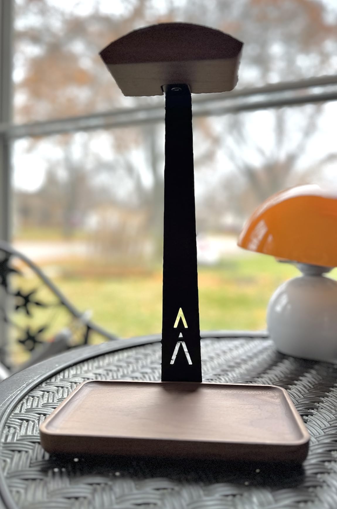 GEVO Walnut Headphone Stand, Wood Headset Stand for Desk, Universal Headphone Holder Gaming Headset Rack with Storage Base customer photo 2