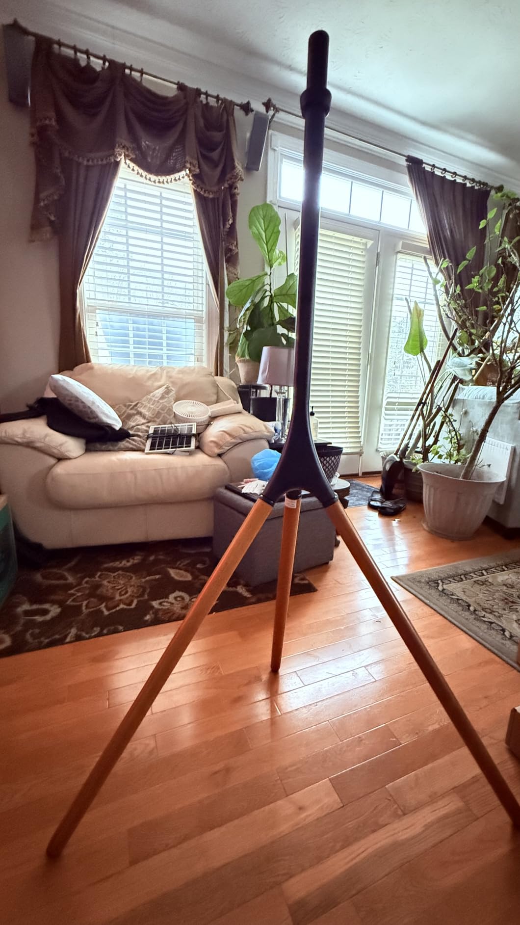 Artistic Easel TV Stand for 43-65 Inch TVs, 180 Degree Swivel Tripod TV Stand up to 88 lbs, Floor TV Mount with Cable Management for Bedroom, Living Room and Corner, Max VESA 600x400mm, Black Walnut customer photo 2