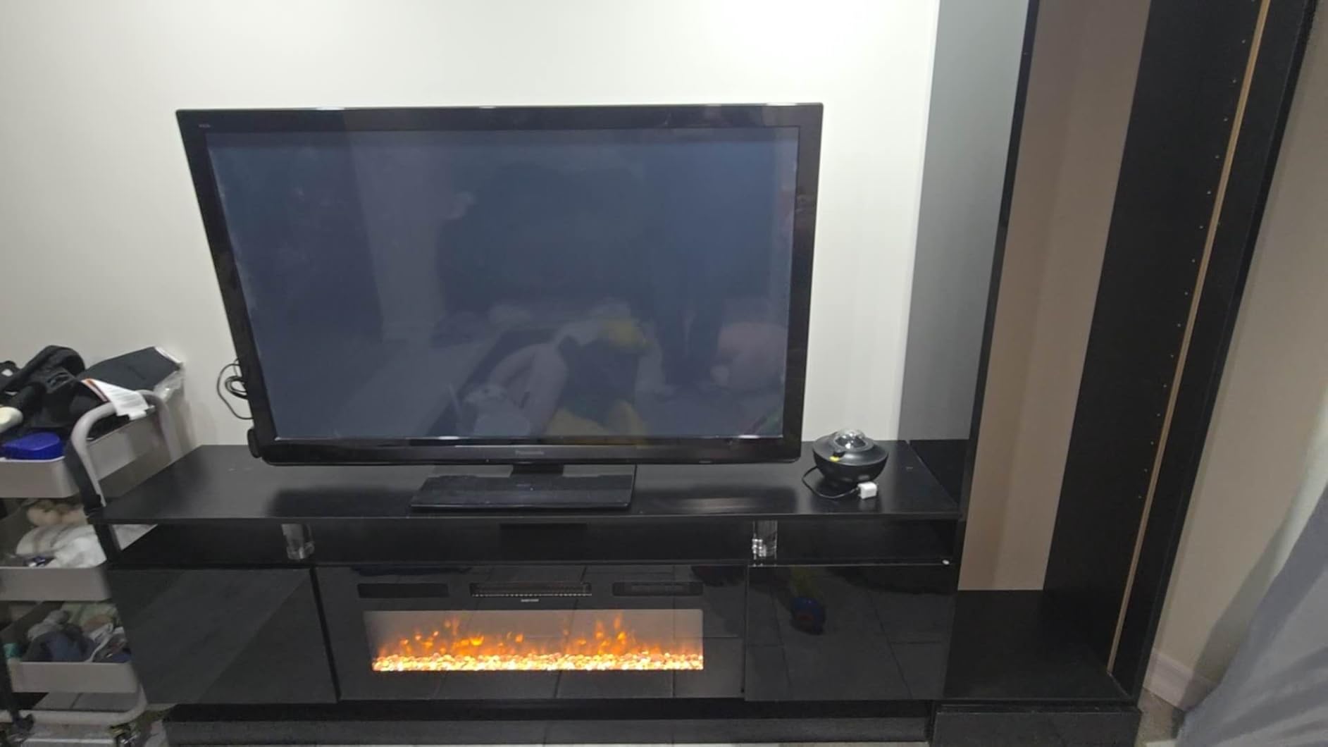 70 inch Fireplace TV Stand, Modern Entertainment Center for TVs Up to 80 inches, TV Console with Storage Cabinets, Media Console for Living Room, Black TV Stand and Black Fireplace customer photo 1