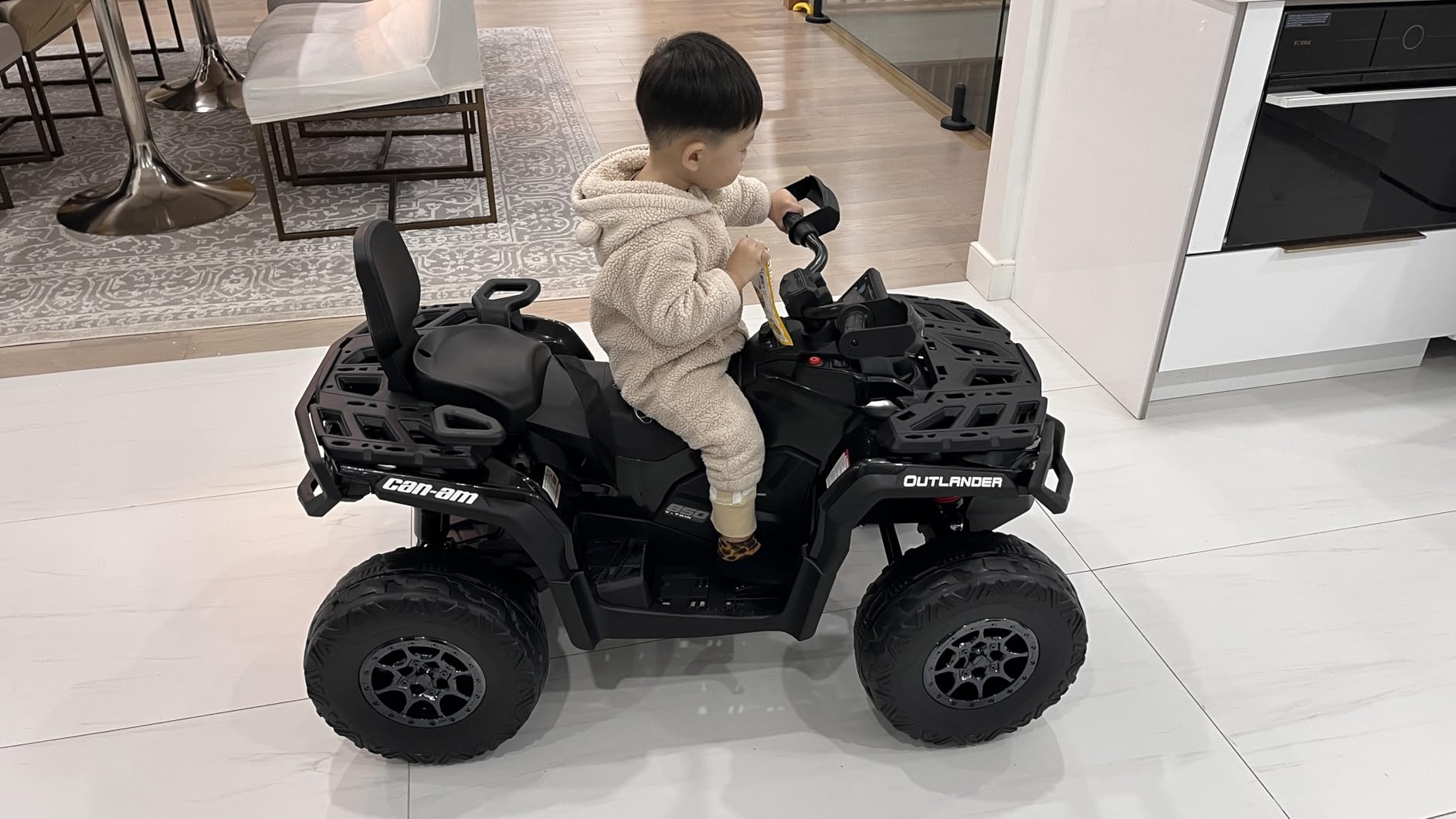 KerryYoo SAT5 24V 2 Seater Kids ATV, Electric 4 Wheeler with Soft Start System, Bluetooth Music, LED Headlights, Spring Shock Absorber, Off-Road Tires - Black customer photo 2