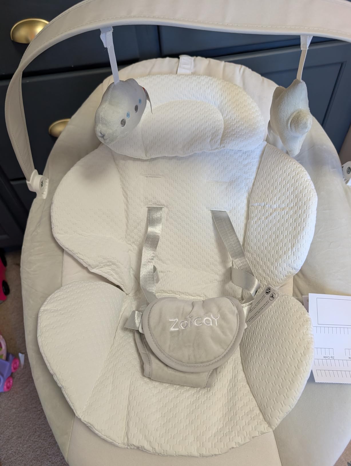 Baby Swings for Infants with 9 Modes & 8 Speeds, Electric 3D-Motion Baby Swings with APP Control, 6 Preset Lullabies, 360 Rotating Seat and Remote Control & BT Enabled, 5 Point Harness (Up to 25lbs) customer photo 1