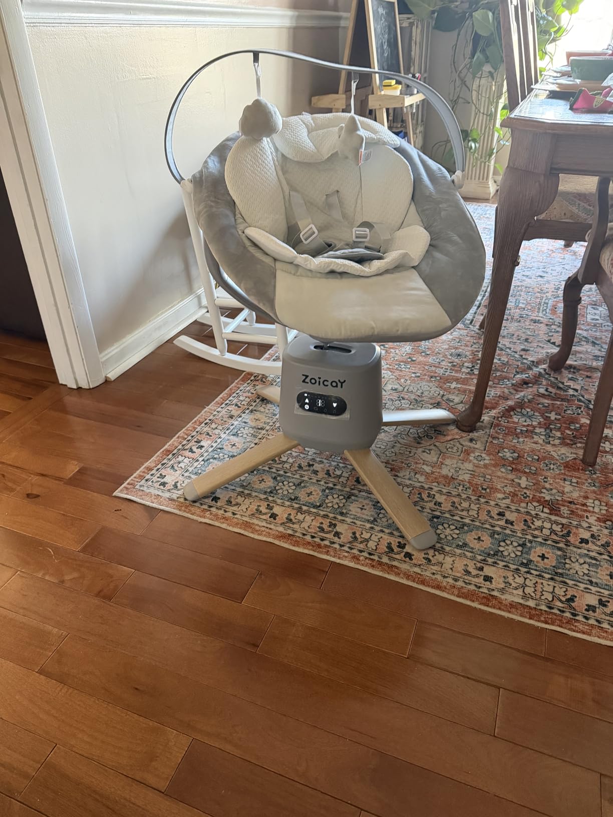 Baby Swings for Infants with 9 Modes & 8 Speeds, Electric 3D-Motion Baby Swings with APP Control, 6 Preset Lullabies, 360 Rotating Seat and Remote Control & BT Enabled, 5 Point Harness (Up to 25lbs) customer photo 2