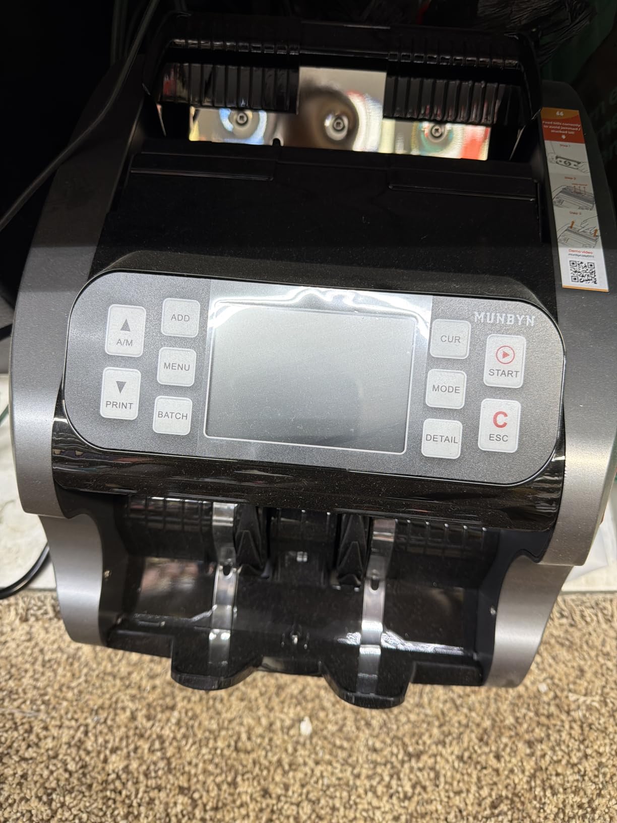 MUNBYN IMC22 Money Counter Machine Mixed Denomination, Dual-Display, CIS/UV/IR/MG Counterfeit Detection Bill Counter, USD, MXN, COP, CAD Cash Counter for Business, Merchant, 2Y Protect (Black) customer photo 1