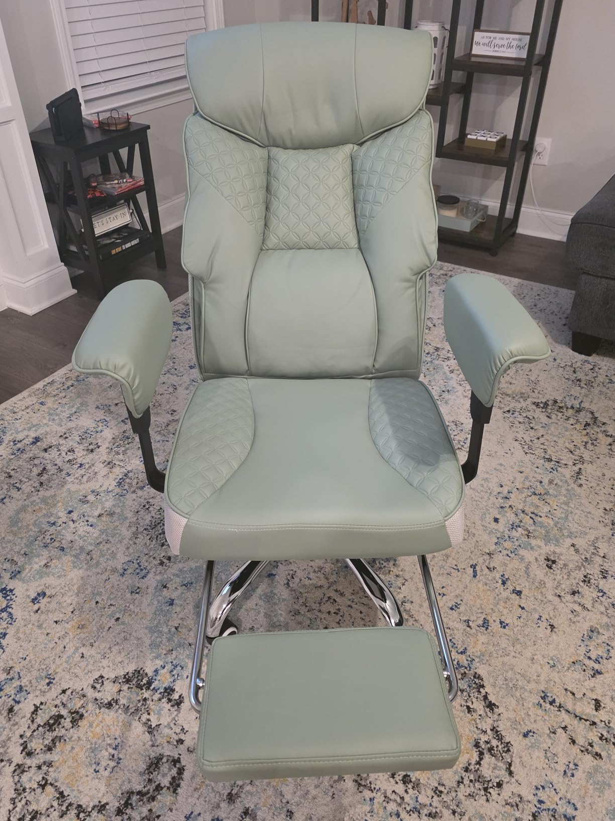 GTPLAYER Big and Tall Office Chair 400LBS Wide Ergonomic Gaming Chair with Deluxe Embossing Designed Leather with Foot Rest,150°Reclining Adjustable Soft Armrests Pocket Spring Back Support and Pillow customer photo 1