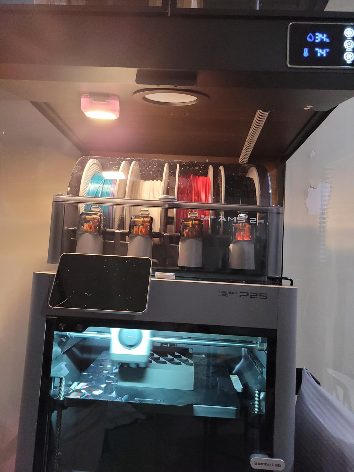 3D Printer Cabinet with 48 Spools Filament Storage Rack, 3D Printer Enclosure with Ventilation, Thermo-Hygrometer and LED Light, Heat-Resistant, Dustproof and Noise-Reduction Design, Upgraded customer photo 1