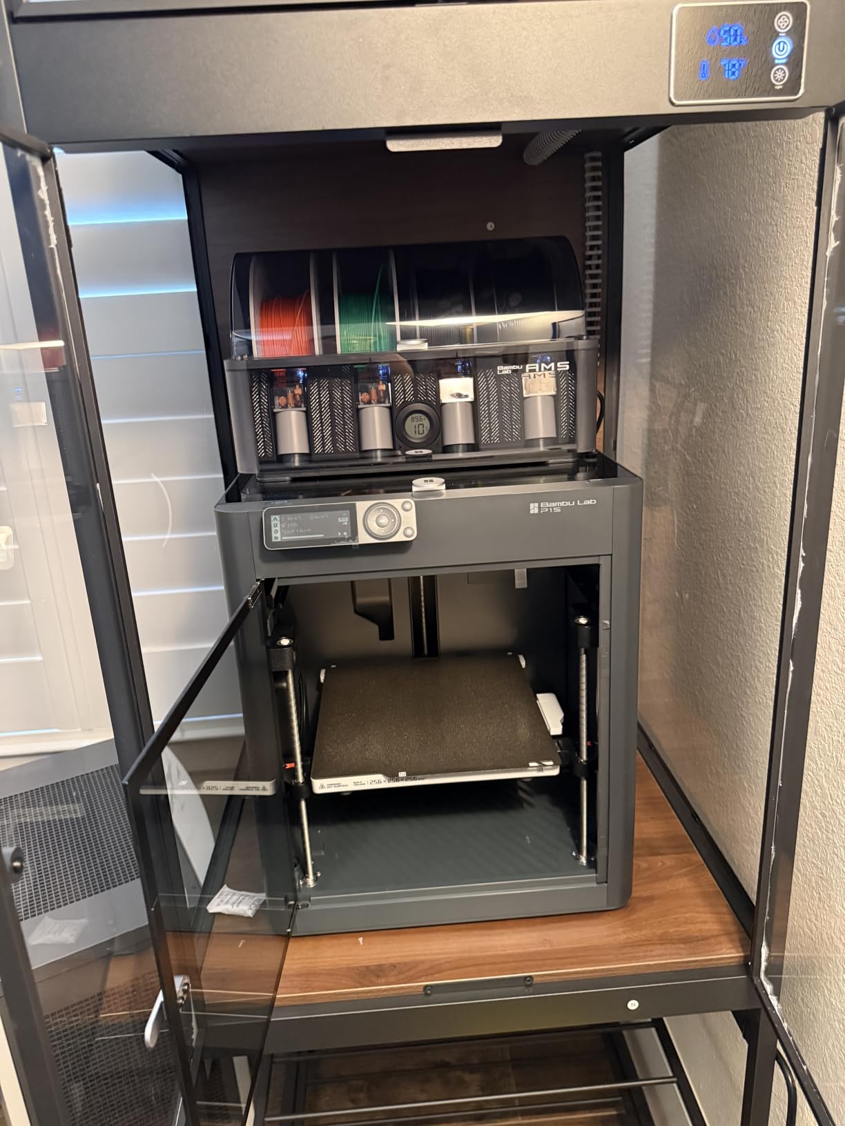 3D Printer Cabinet with 48 Spools Filament Storage Rack, 3D Printer Enclosure with Ventilation, Thermo-Hygrometer and LED Light, Heat-Resistant, Dustproof and Noise-Reduction Design, Upgraded customer photo 2