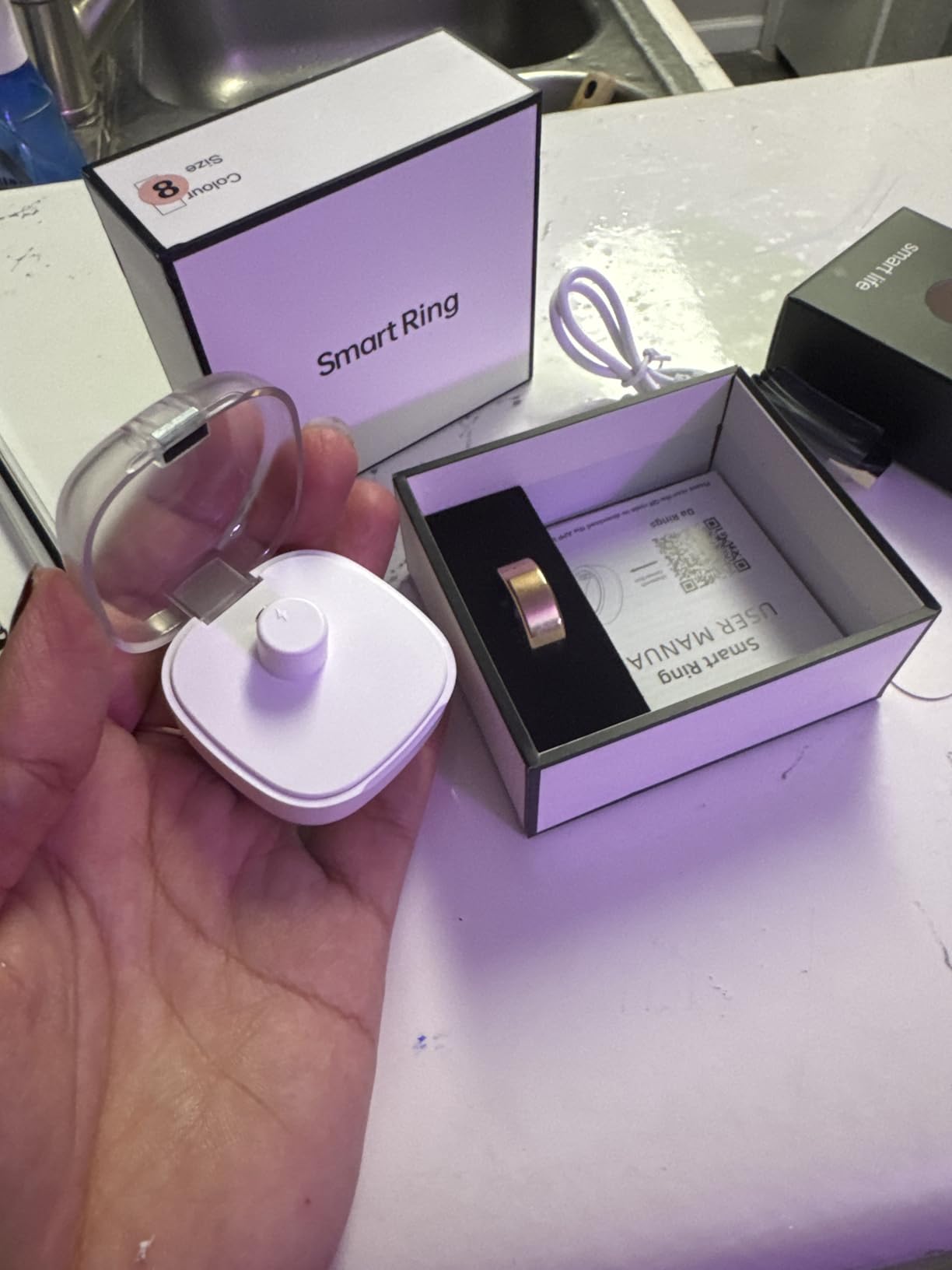 Smart Health Ring, Featuring Stress and Sleep Monitoring Functions, Compatible with iOS and Android,Waterproof Fitness Tracker for Women & Men, No Subscription Fee. (Black, 9) customer photo 2