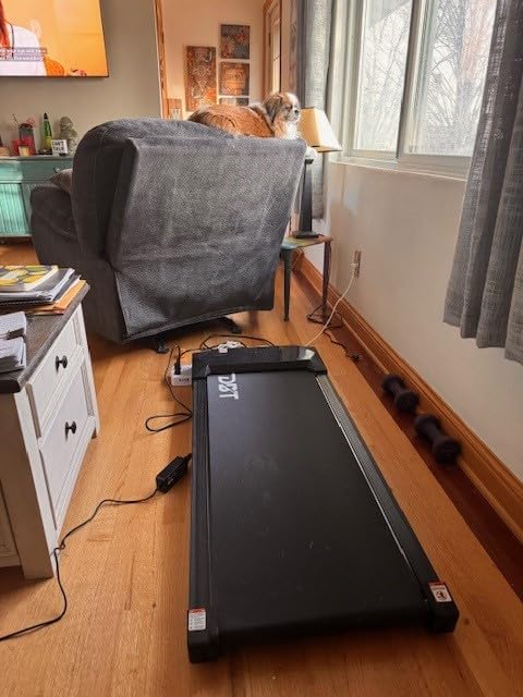 Walking Pad Treadmill for Home - Folding Treadmills with Handle Bar Portable Compact Fold up Indoor Foldable Handles Electric Walk Pads Small Spaces Mini Running Quiet Under Bed Office customer photo 2