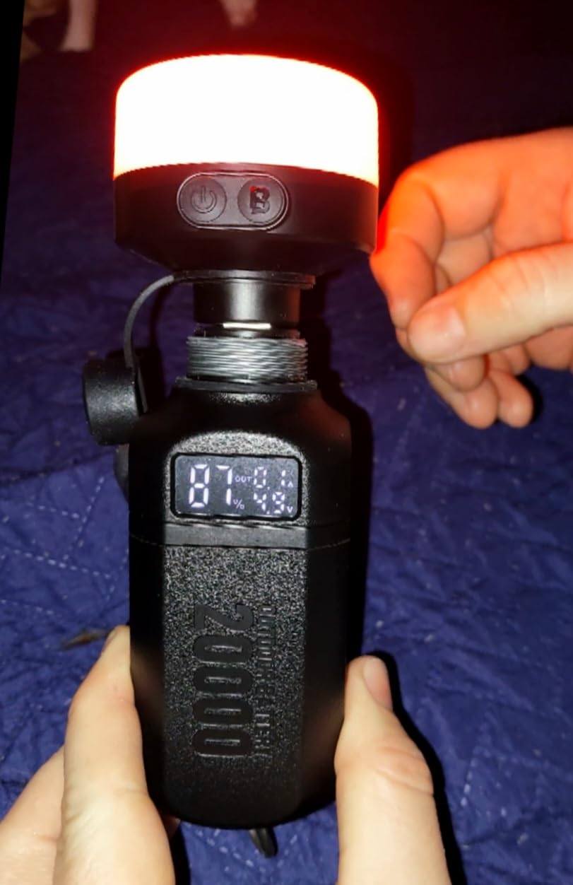 20,000mAh Rugged Power Bank with Fast Charge USB-C PD, IP68 Waterproof Shockproof, Includes 420lm Bright Camping Lantern, Tactical Outdoor Charger for Hiking Camping Survival Emergency (Black) customer photo 1