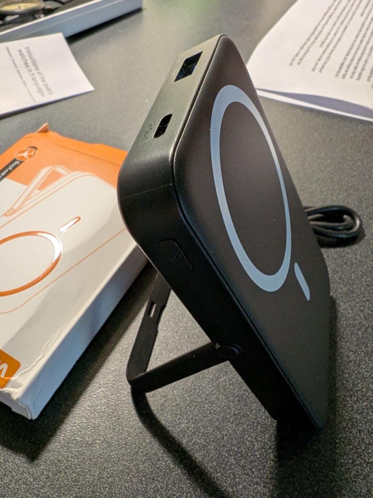 Portable Charger for Magsafe Battery Pack,10000mAh Power Bank with Foldable Stand,Travel Essential PD 22.5W Fast Charge,Magnetic Charge Wireless Charger for iPhone 17/16/15/14/13/12 Series-Black customer photo 2