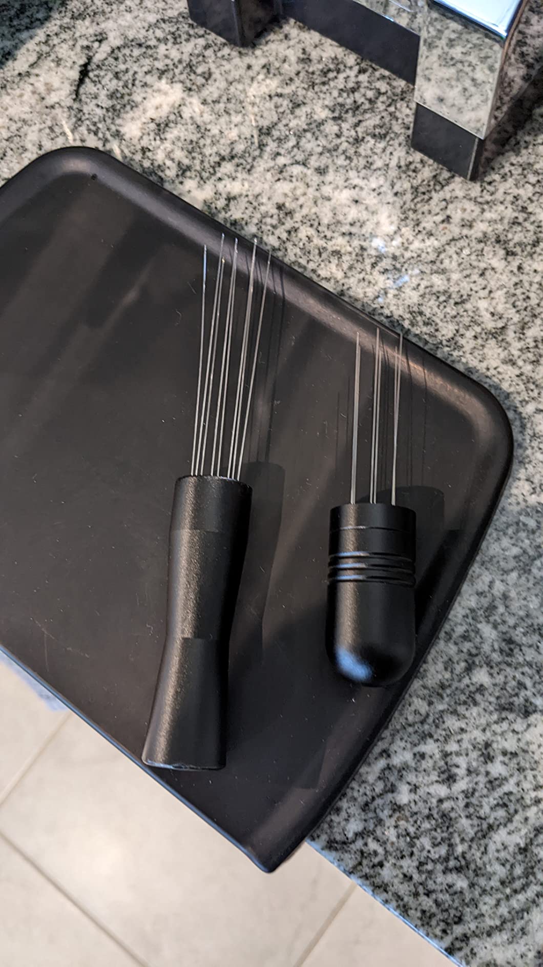 IKAPE Mantis WDT Distribution Tool with Clean Brush, 58.5mm Espresso Stirrer Distribution Tool for Barista, 8 Needle Espresso Stirrer with Dosing Funnel & Stand, Adjustable Needle Height, Walnut Handle customer photo 1