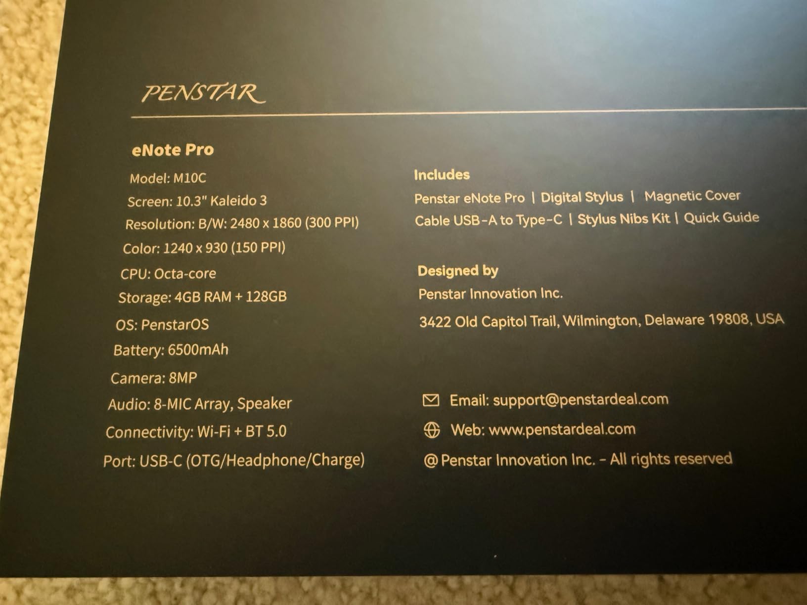 Penstar eNote Pro - The Clearest Color E-Ink Paper Tablet | 10.3