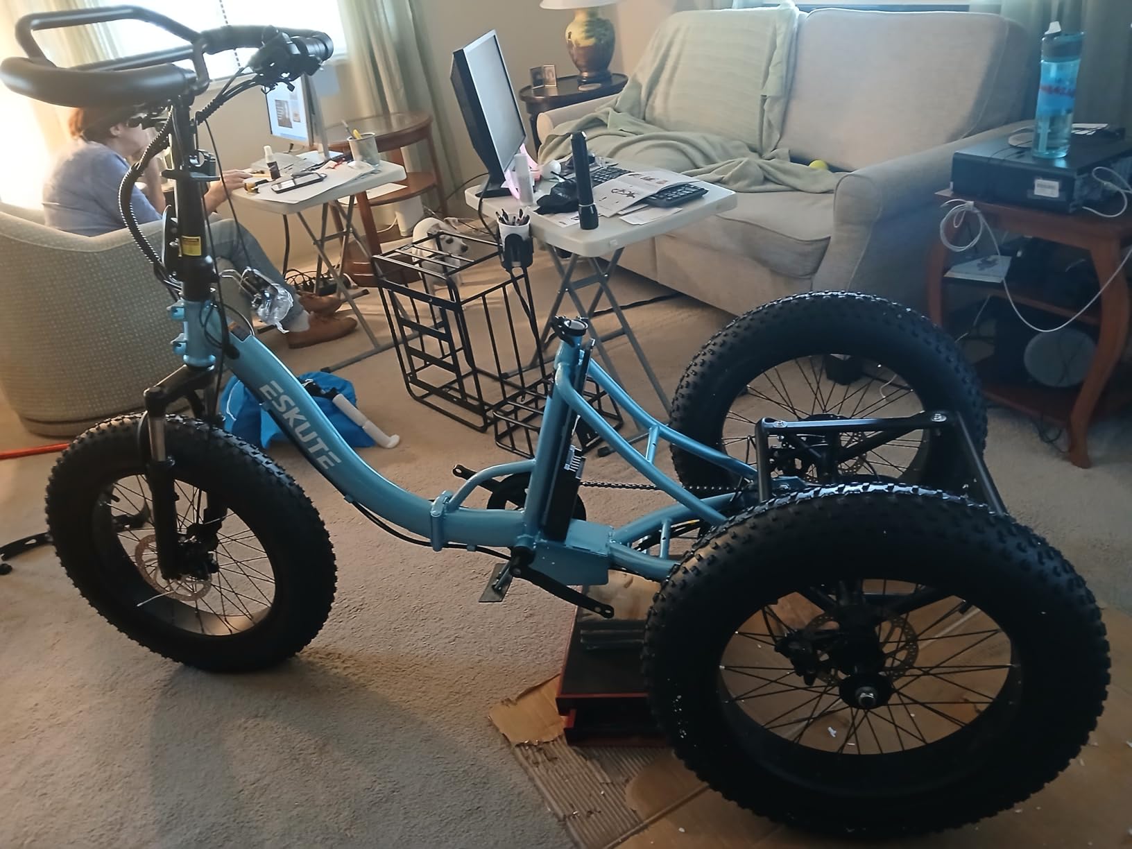 ESKUTE T300 Pro Electric Trike for Adults, 998.4Wh Long-Range Battery, 1200W Peak Motor, 20