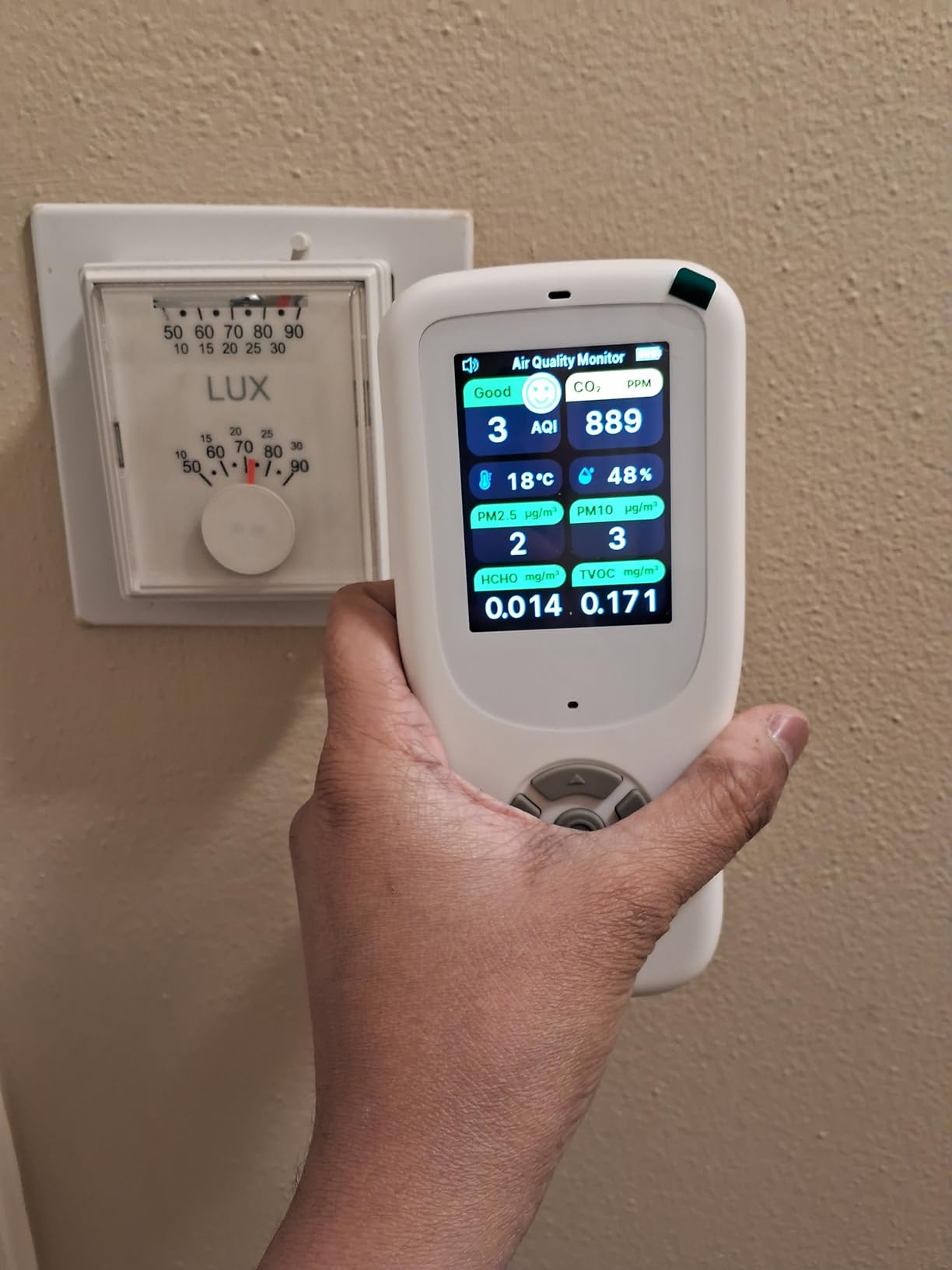 11-in-1 Air Quality Monitor - Portable Indoor Air Quality Detector with Stand, Real-Time Test for AQI, CO2, PM2.5, PM1.0, PM10, TVOC, HCHO, Particles, Humidity & Temperature customer photo 2