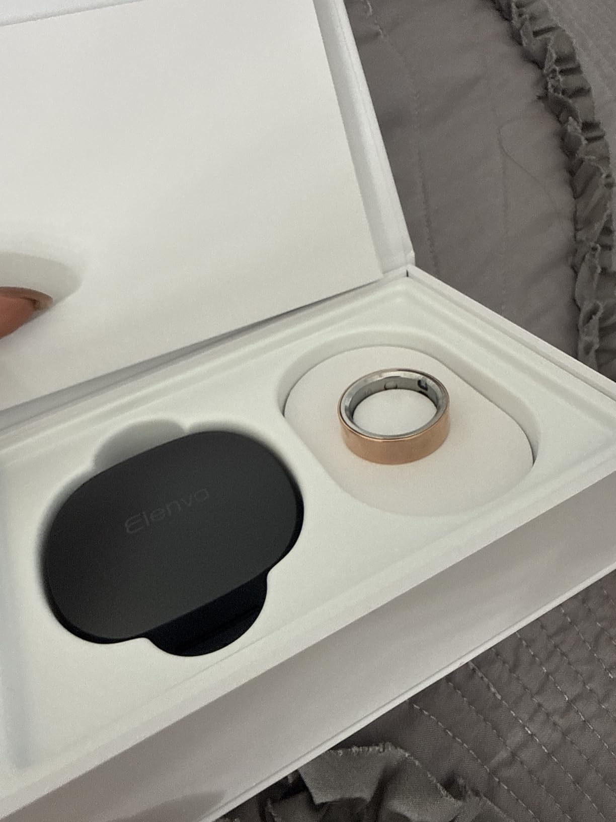 Smart Ring Health Tracker 5ATM Waterproof Sport Ring Exclusive Vibration Alerts Titanium Blood Oxygen/Sleep/Emotional Management Women Cycle Prediction Compatible with iOS/Android Arctic Silver 8.5 customer photo 2