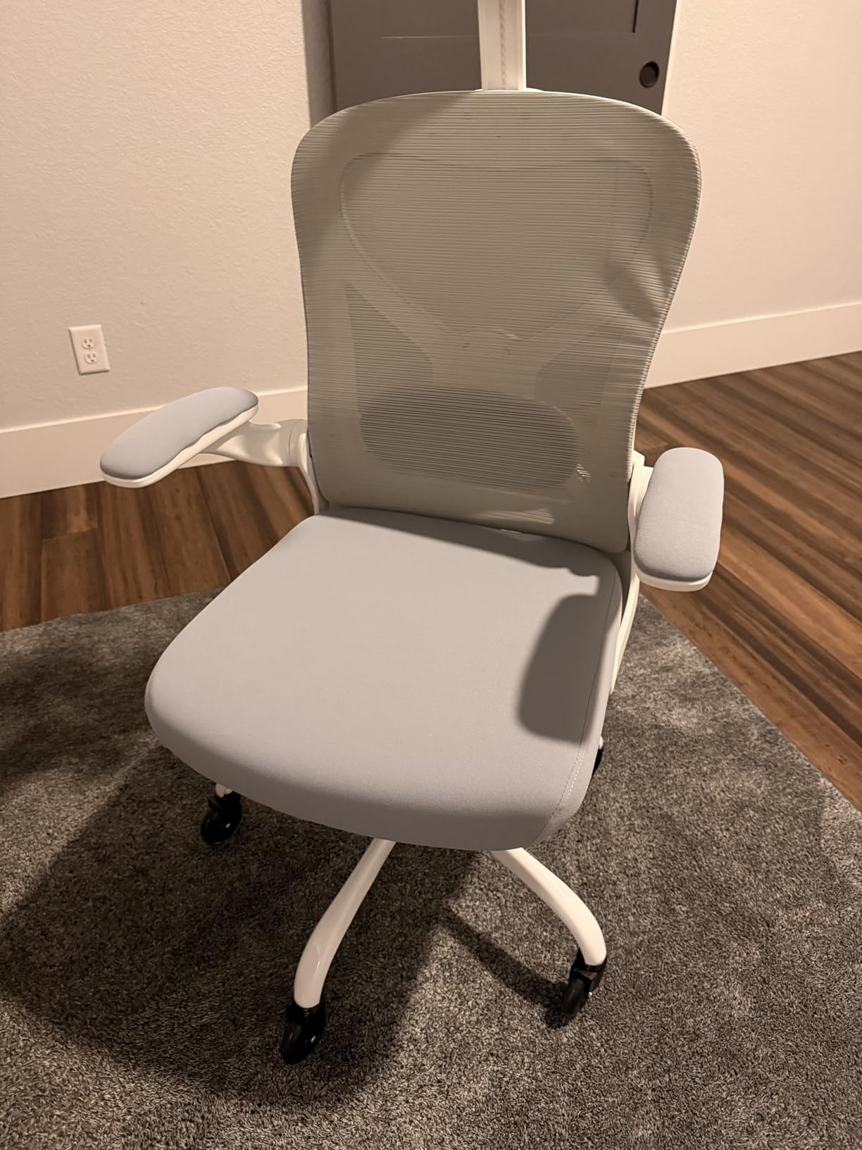 Office Chair for Back & Neck Pain Relief, Virgin Foam Seat, 2D Adjustable Lumbar & 3D Headrest, Flip-Up Armrests, Tilt & Rock for Relaxation, Black/Carbon Fiber customer photo 1
